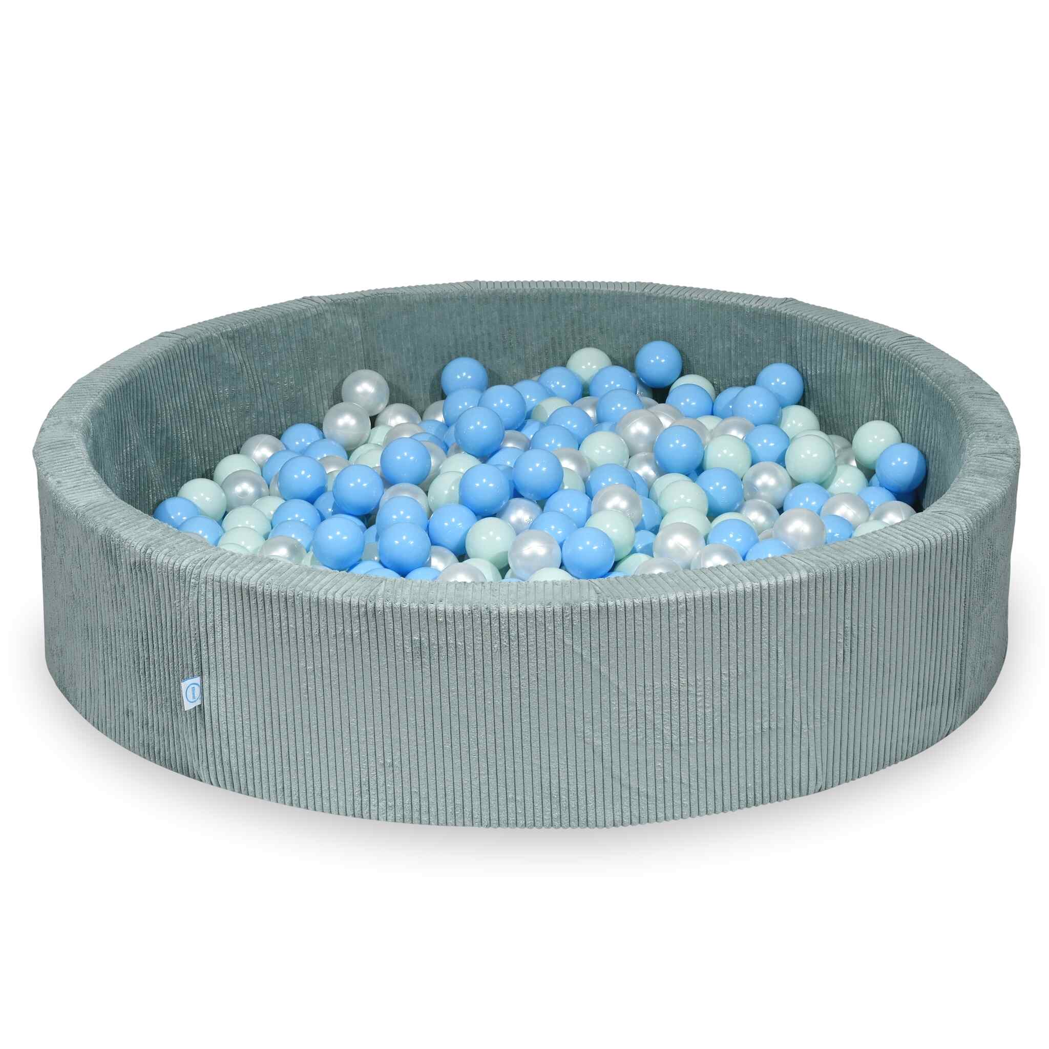 Ball Pit in corduroy light mint 130x30 cm with 600 balls