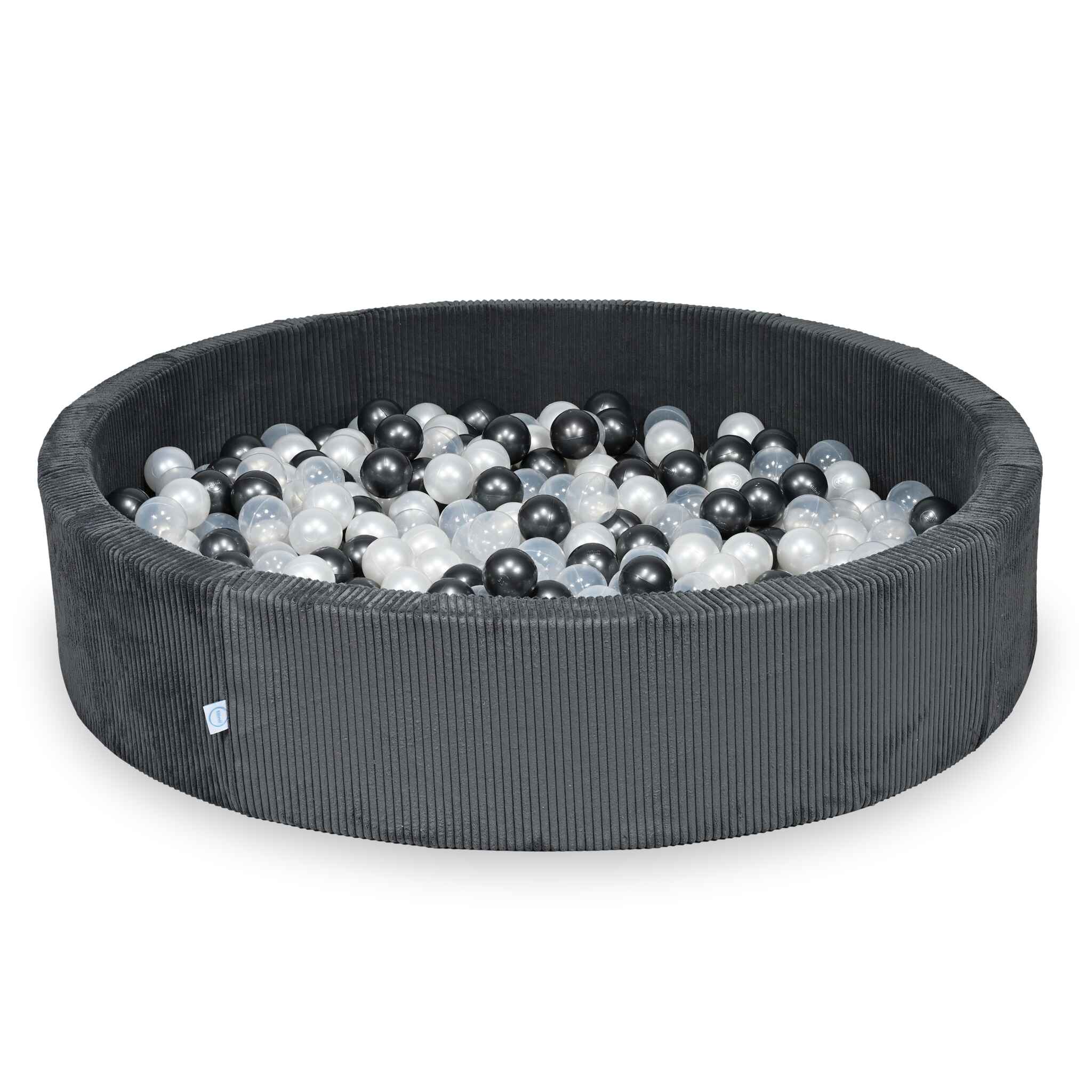 Ball Pit in corduroy graphite 130x30 cm with 600 balls