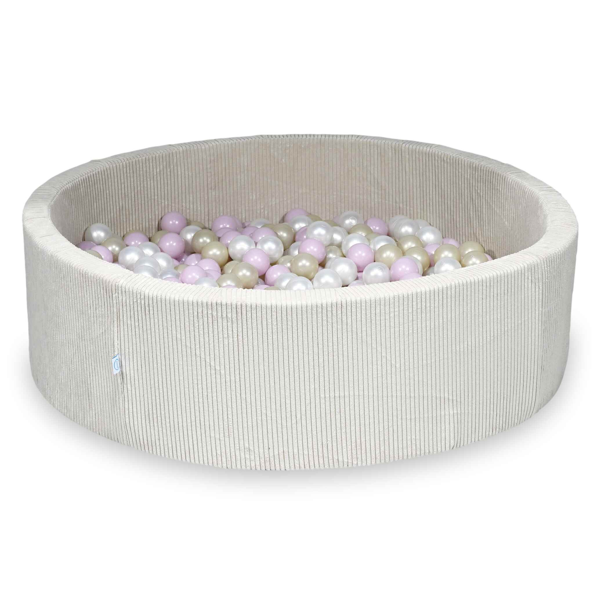 Ball Pit in corduroy beige 130x40 cm with 700 balls