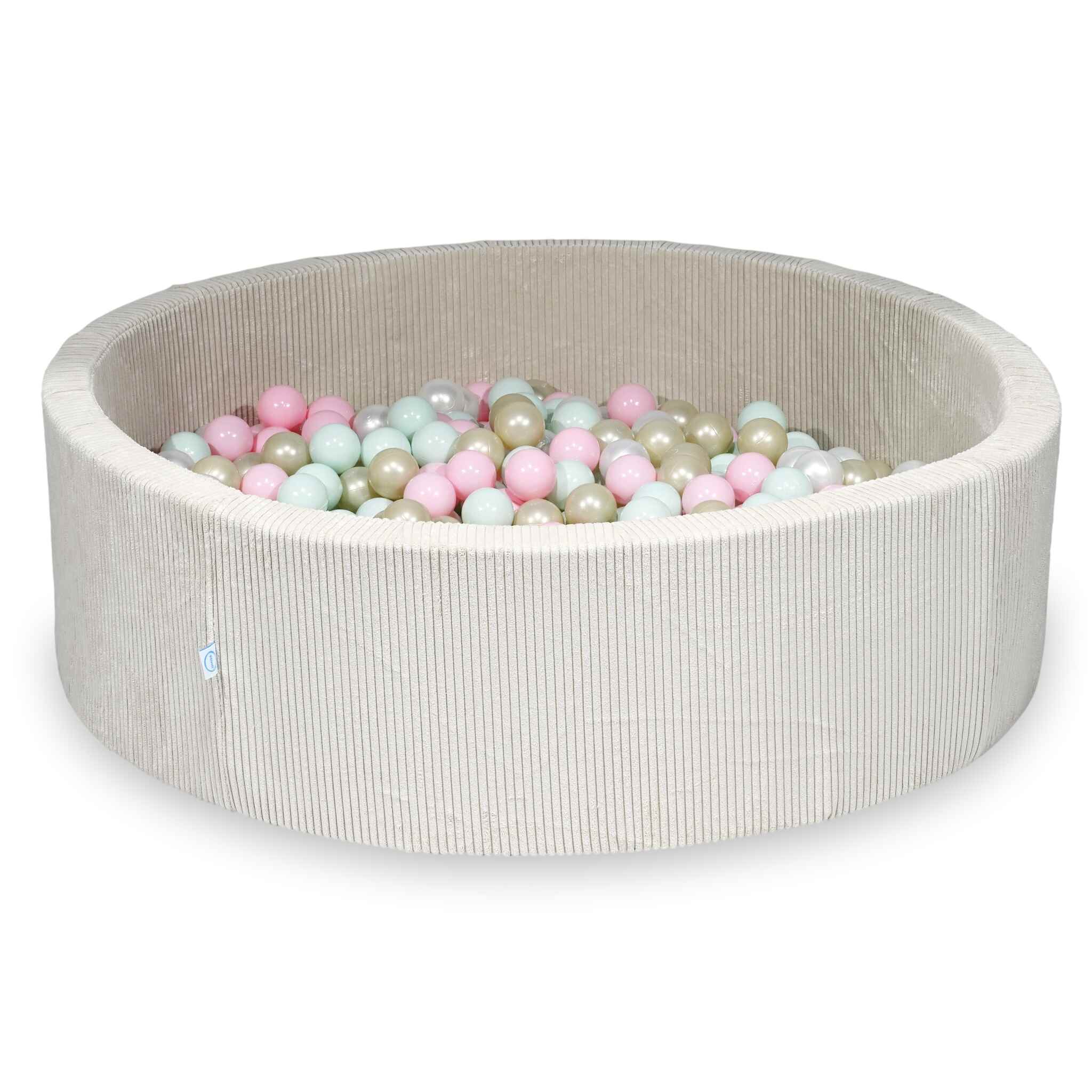 Ball Pit in corduroy beige 130x40 cm with 700 balls