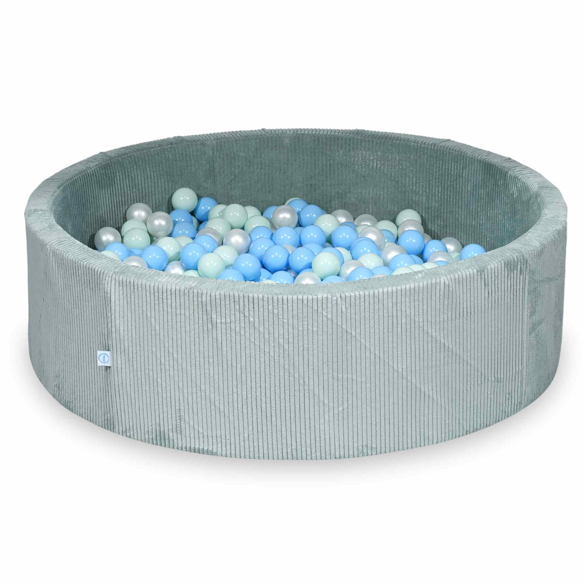 Ball Pit in corduroy light mint 130x40 cm with 700 balls