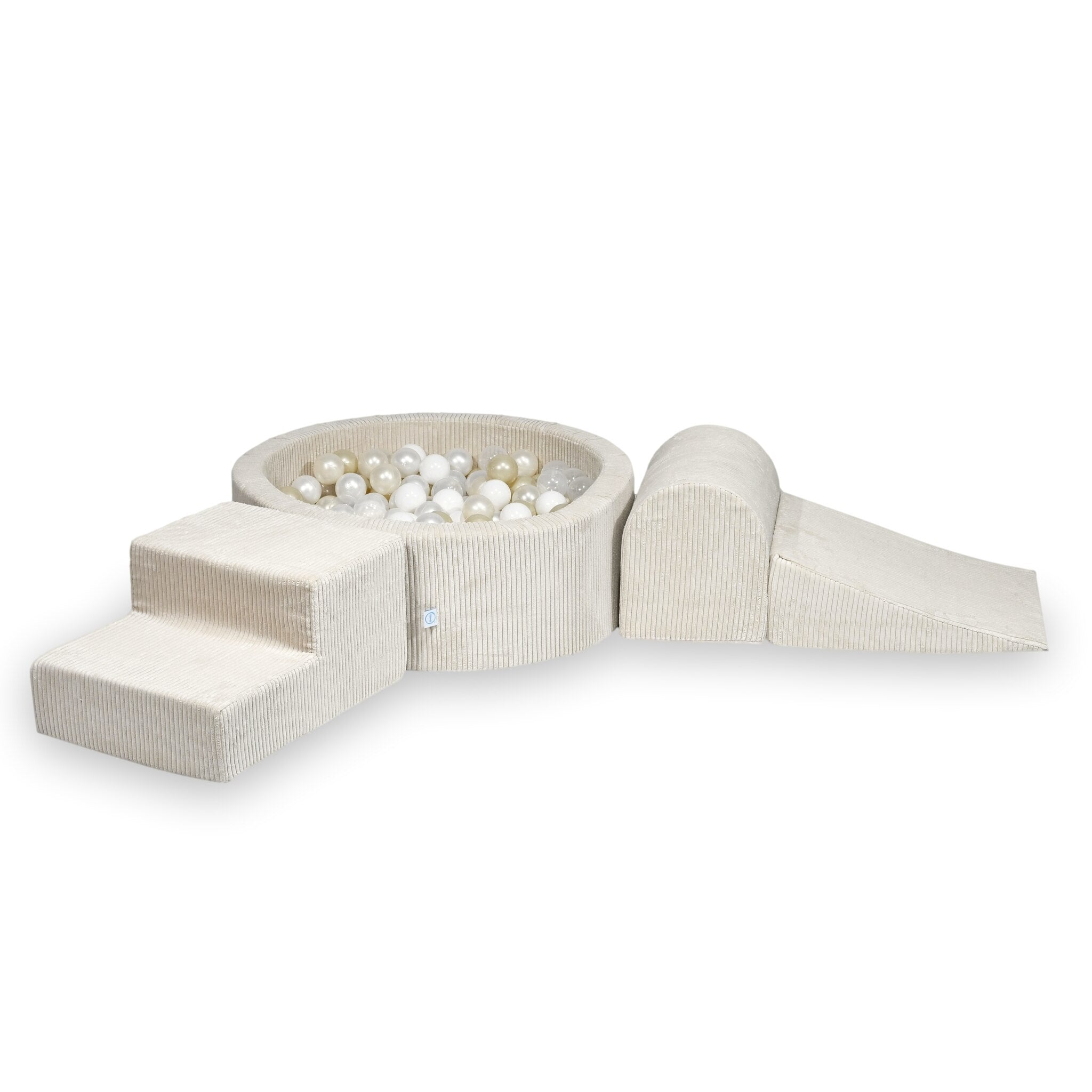 Foam playground with round pool 90x30 beige corduroy + 200 balls