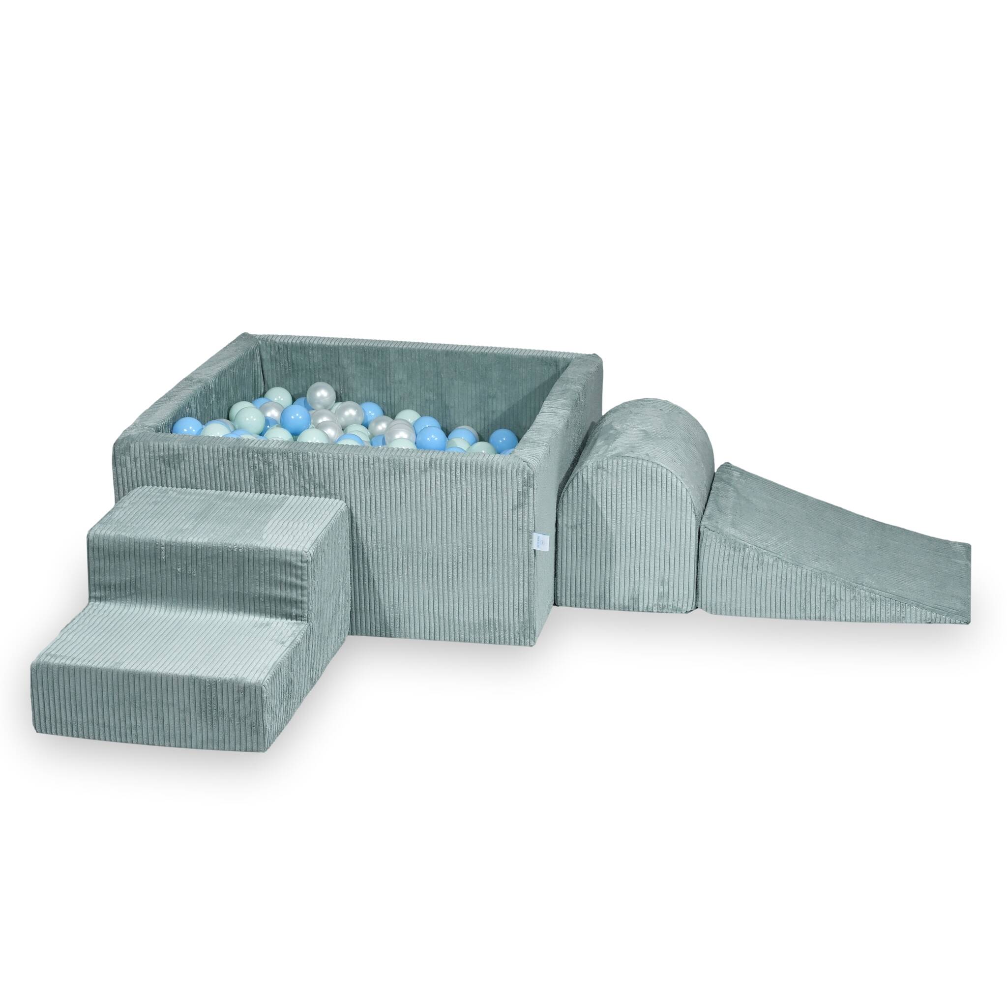 Schaumspielplatz mit quadratischem Bällebad, Kinderspielset 90x90x40 Hellminz-Kord + 400 Bälle
