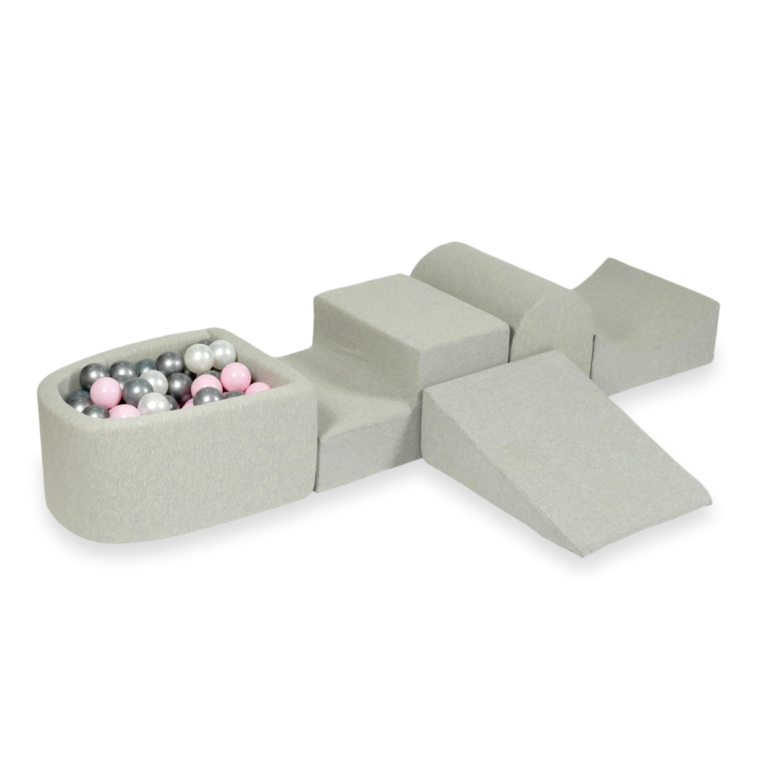 Foam play area with hill and micro light gray pool + 100 balls