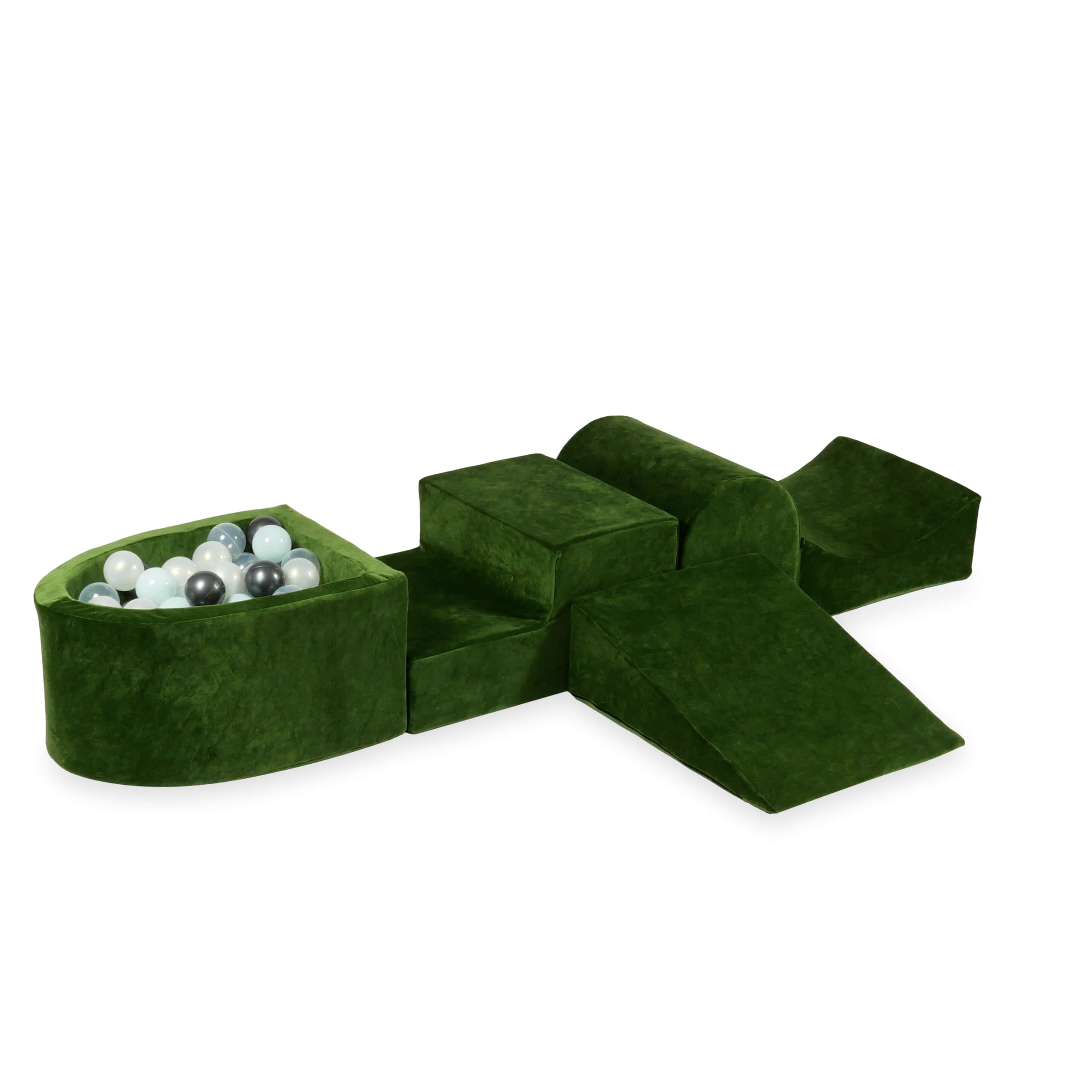 Foam play area with hill and micro velvet soft olive pool + 100 balls