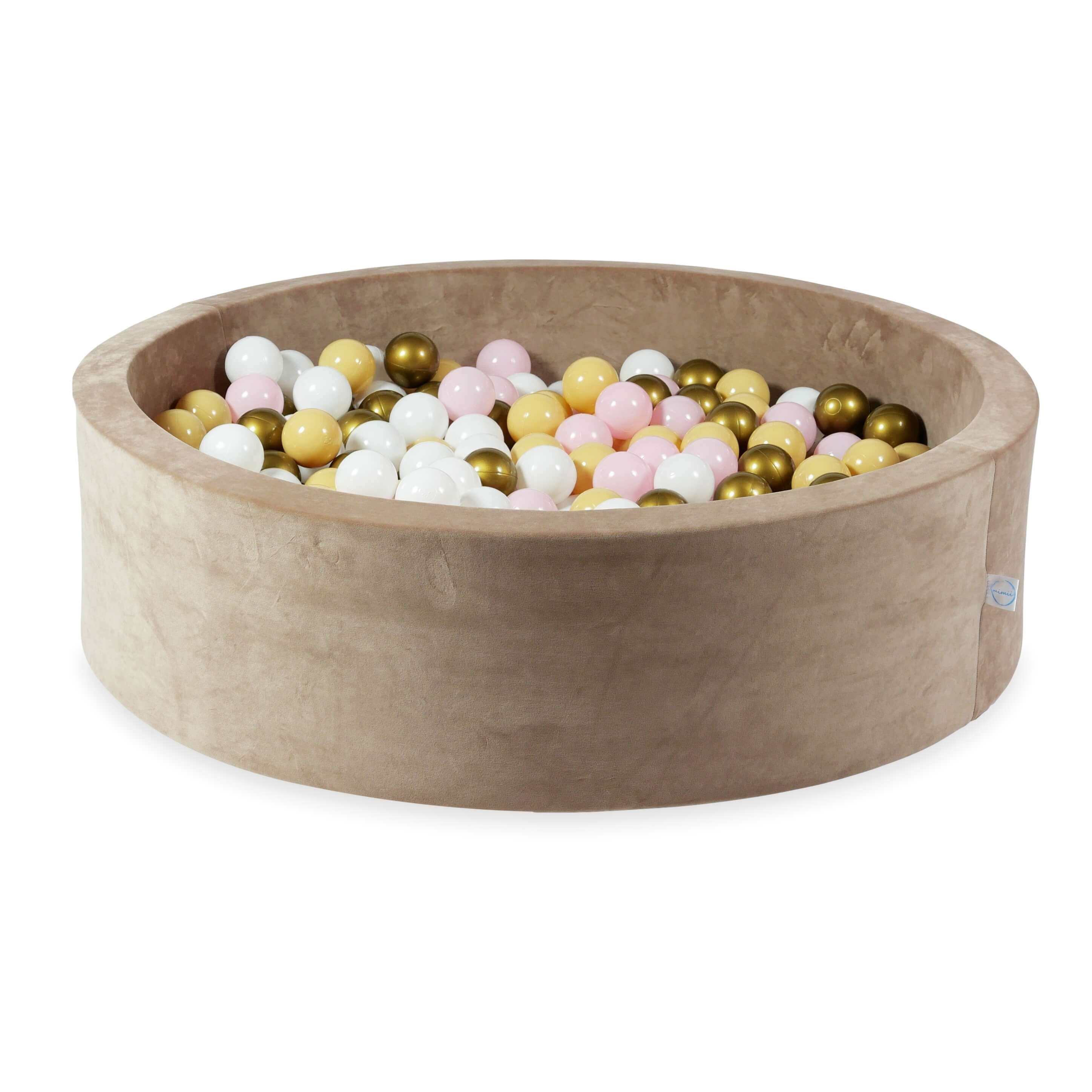 Velvet Ball Pit Velvet Soft Brown 110x30 cm with 400 balls