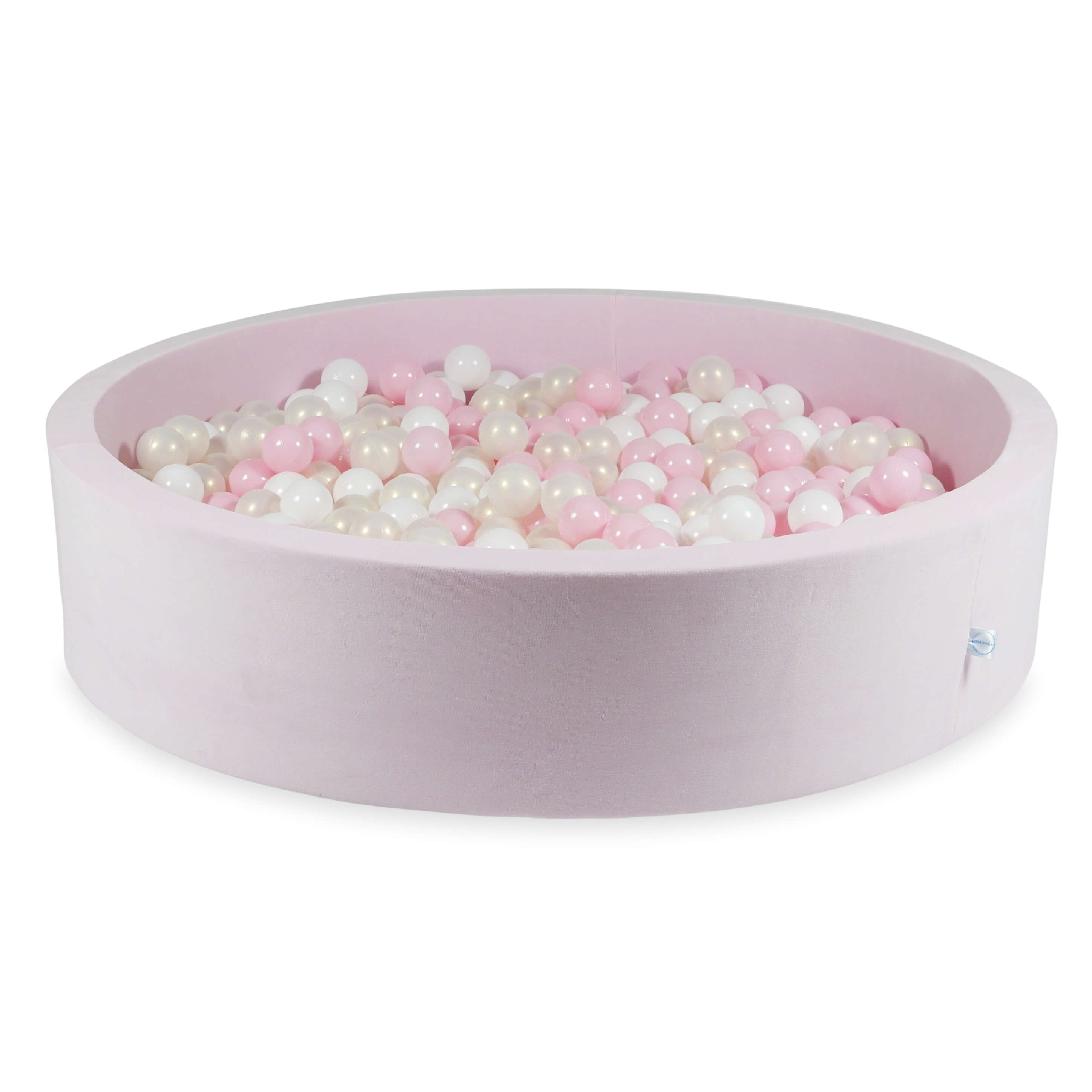 Light pink soft velvet ball pit 130x30 cm with 600 balls
