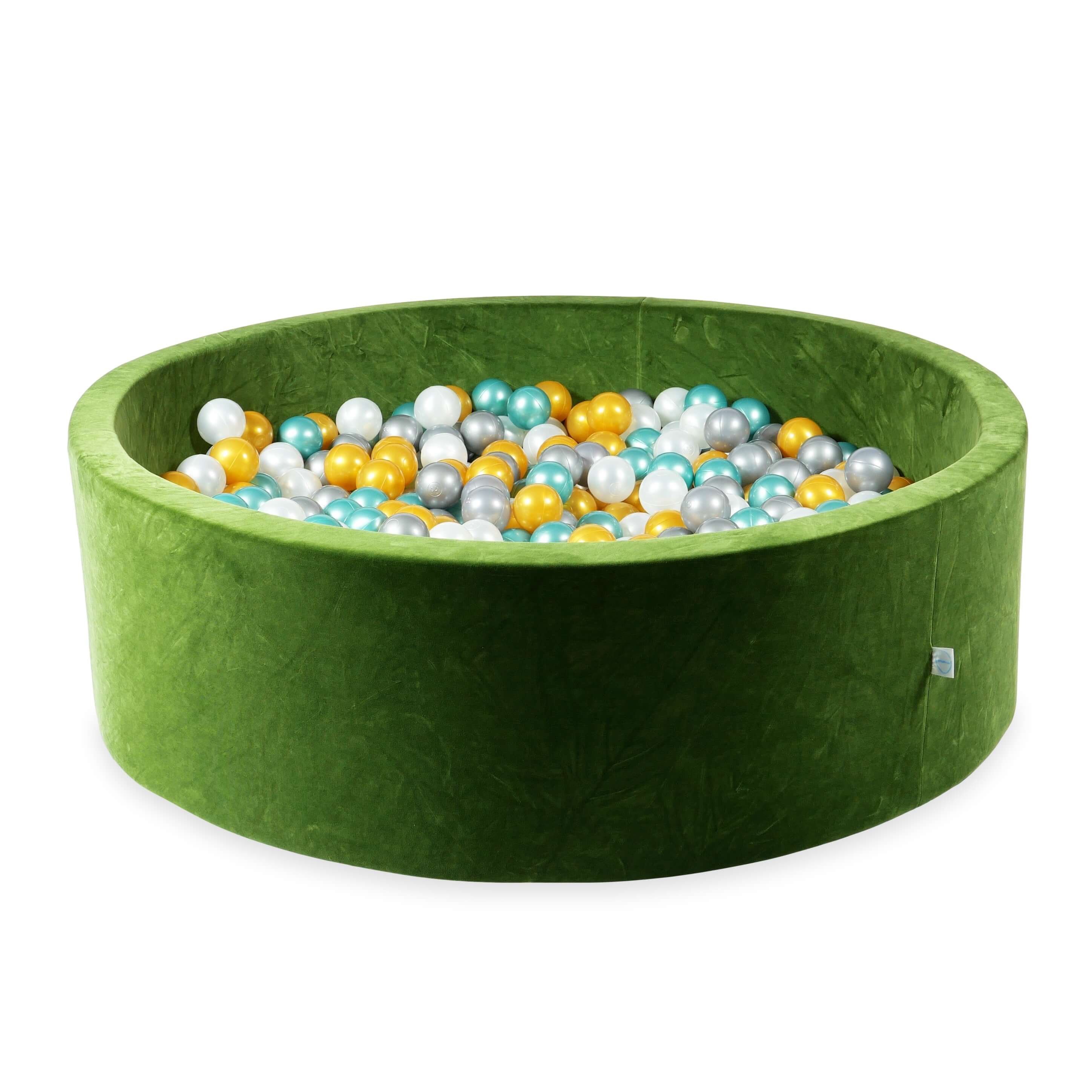 Velvet soft ball pit olive 130x40 cm with 700 balls