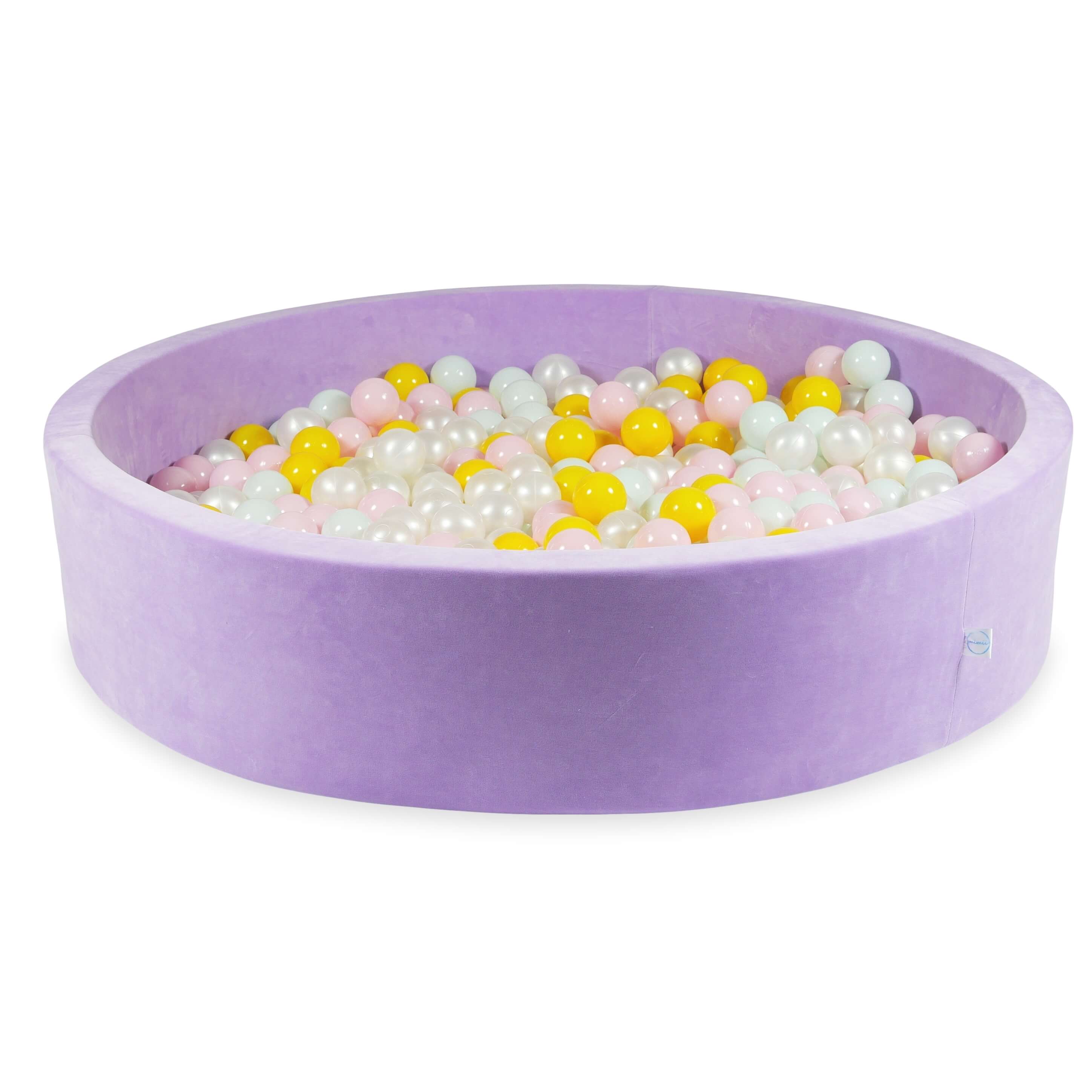 Lilac soft velvet ball pit 130x30 cm with 600 balls