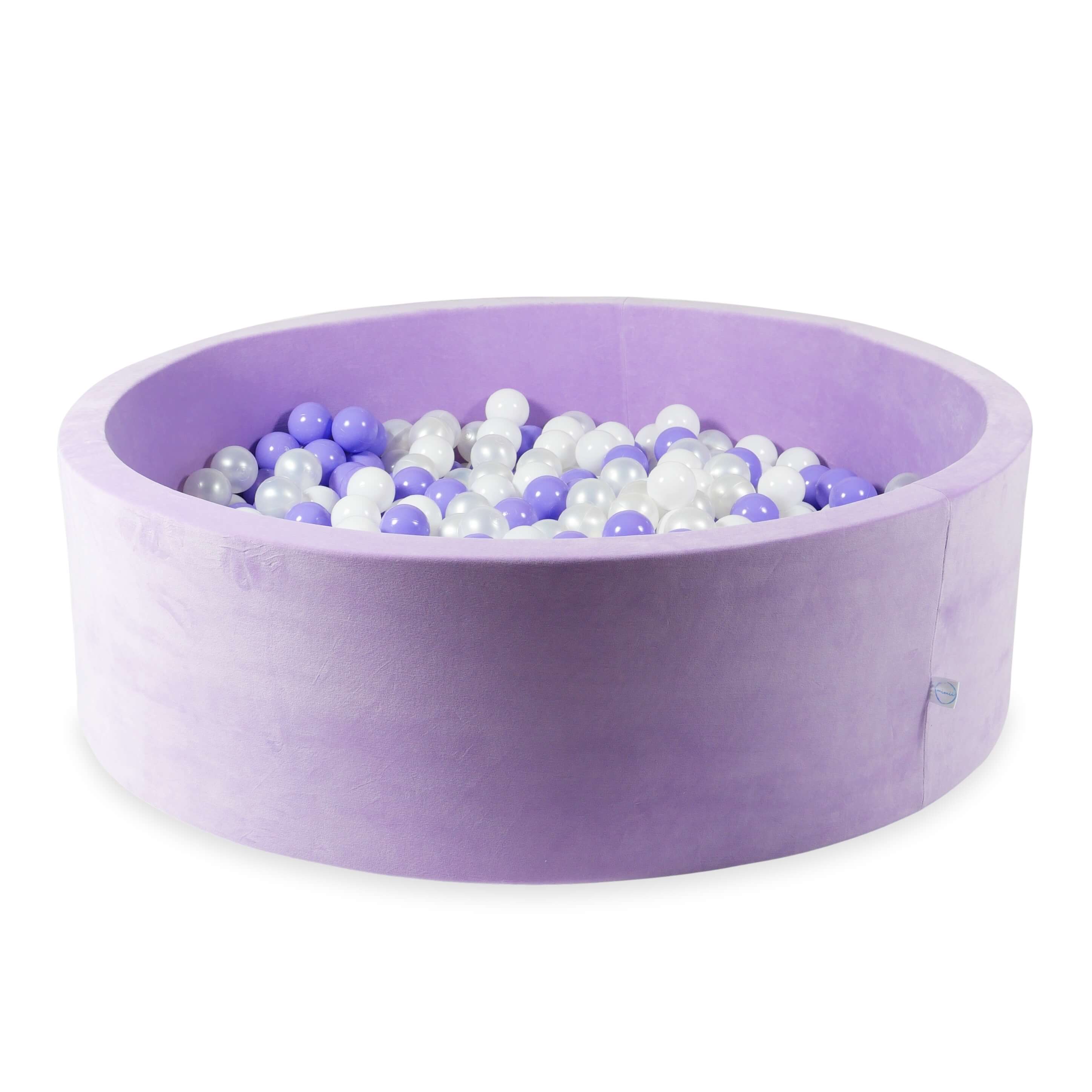 Velvet soft ball pit lilac 130x40 cm with 700 balls