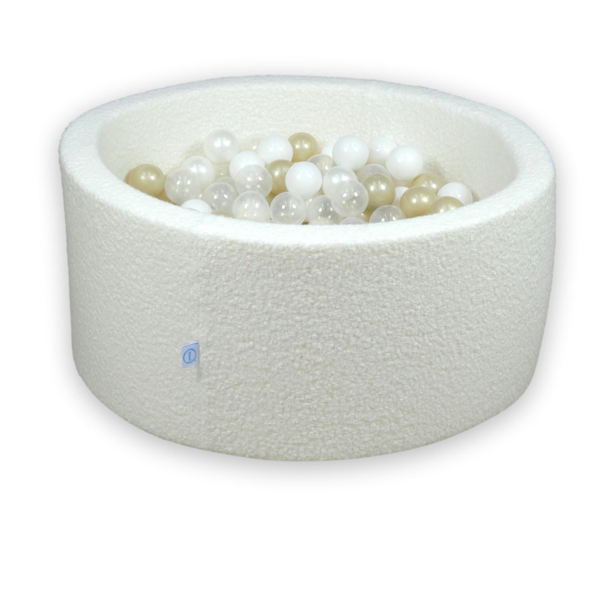 Piscine à balles en velours  Boucle Blanc 90x40 cm avec 300 balles