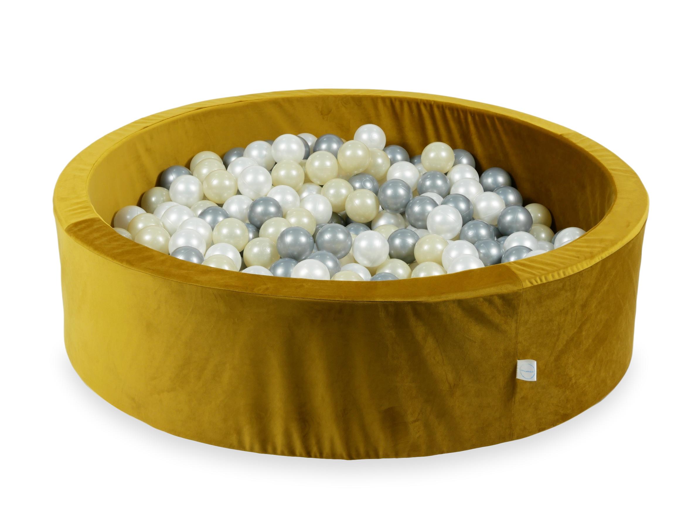 Piscine à balles en velours velvet dore 110x30 cm avec 400 balles