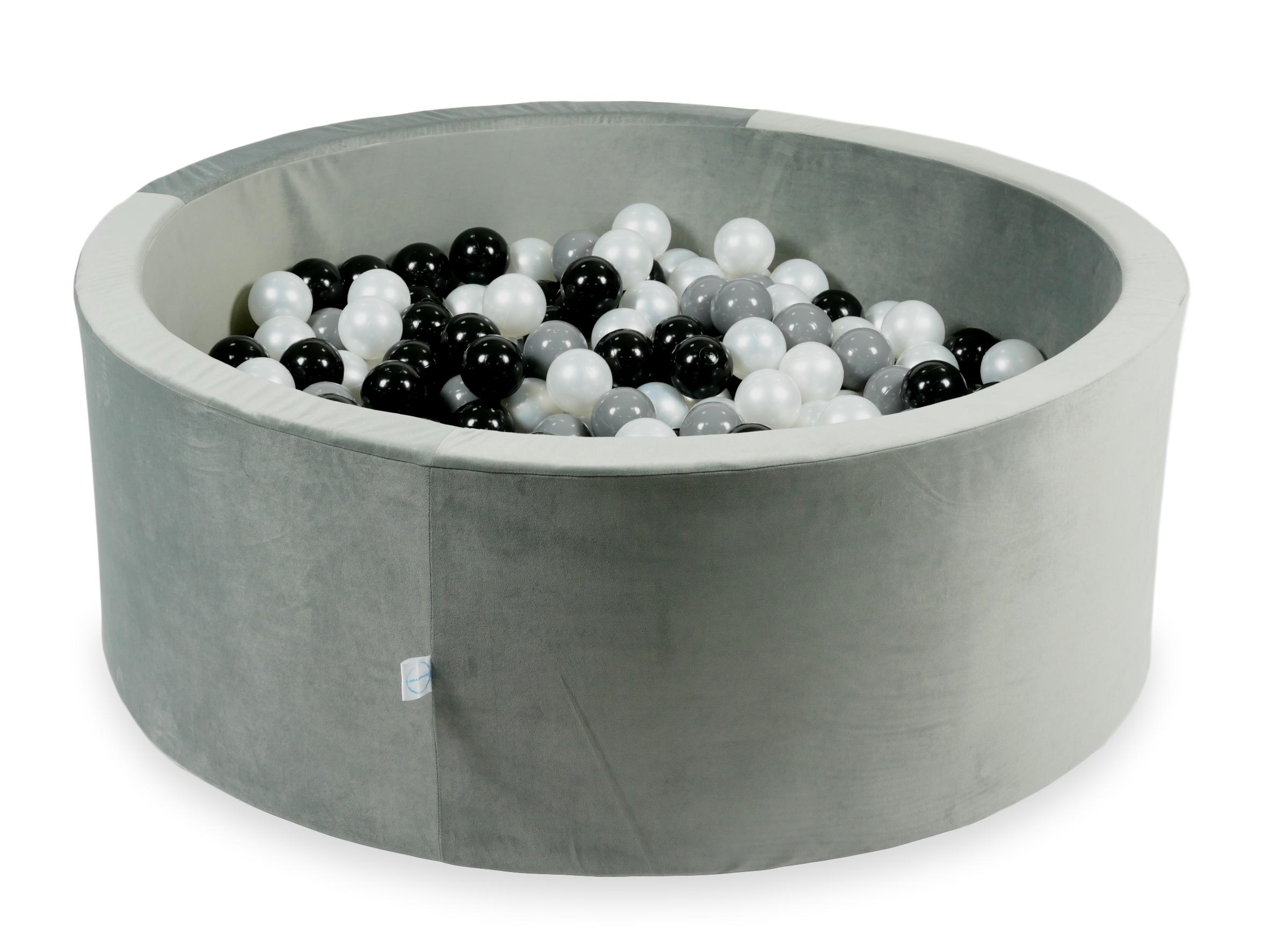 Bällebad aus Samt in Grau 110x40 cm mit 500 Bällen