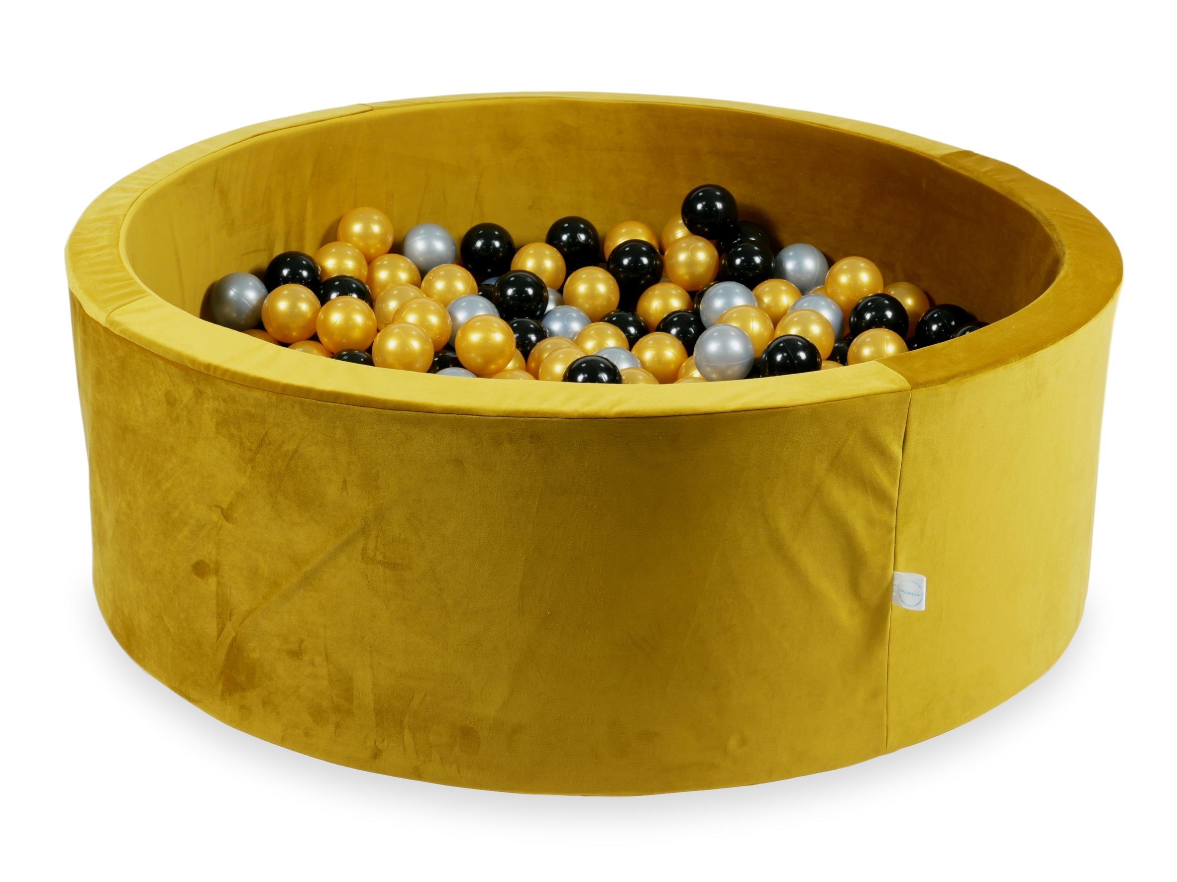 Bällebad aus Samt in Gold, 110x40 cm, mit 500 Bällen