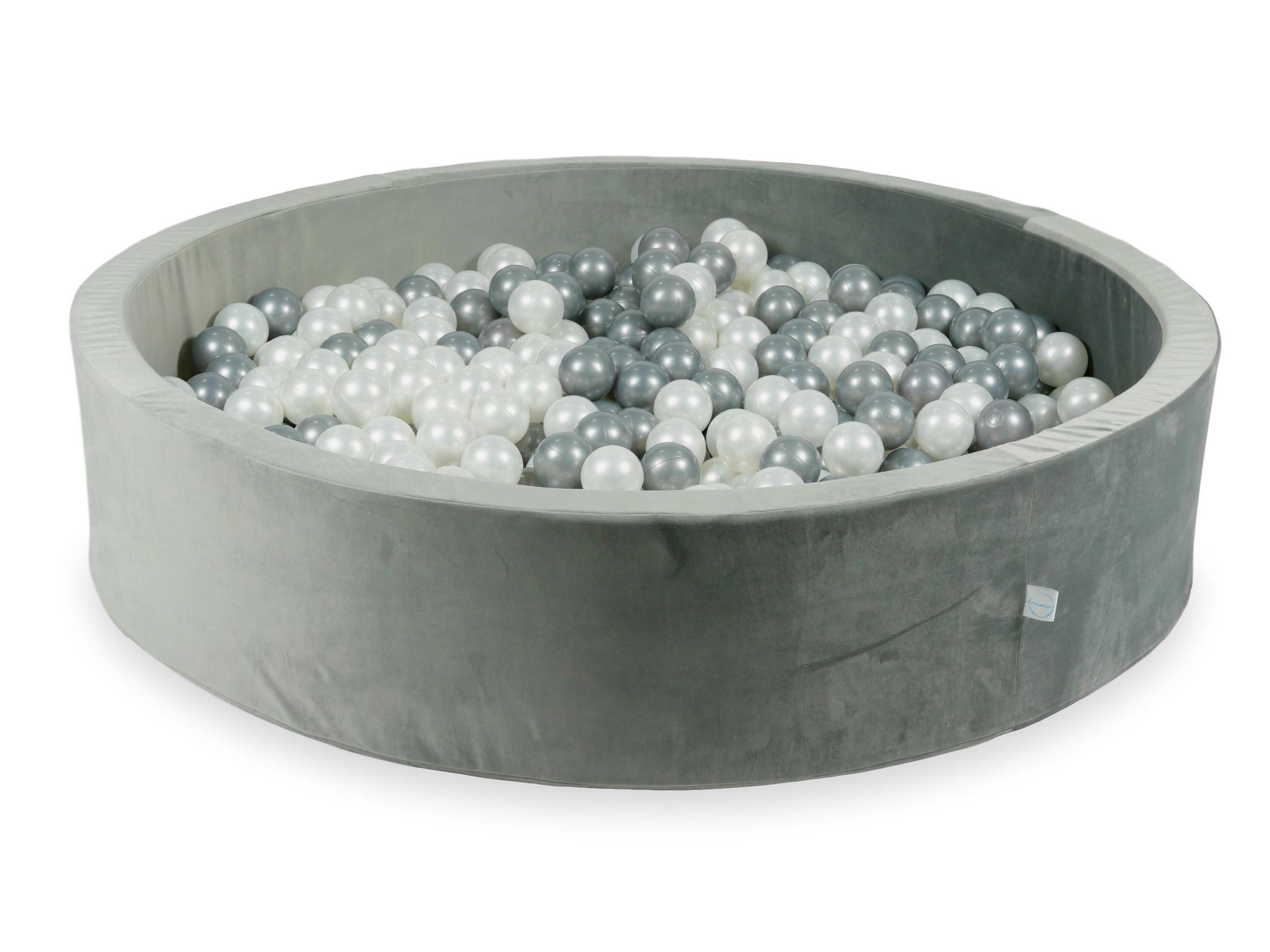 Gray velvet ball pit 130x30 cm with 600 balls