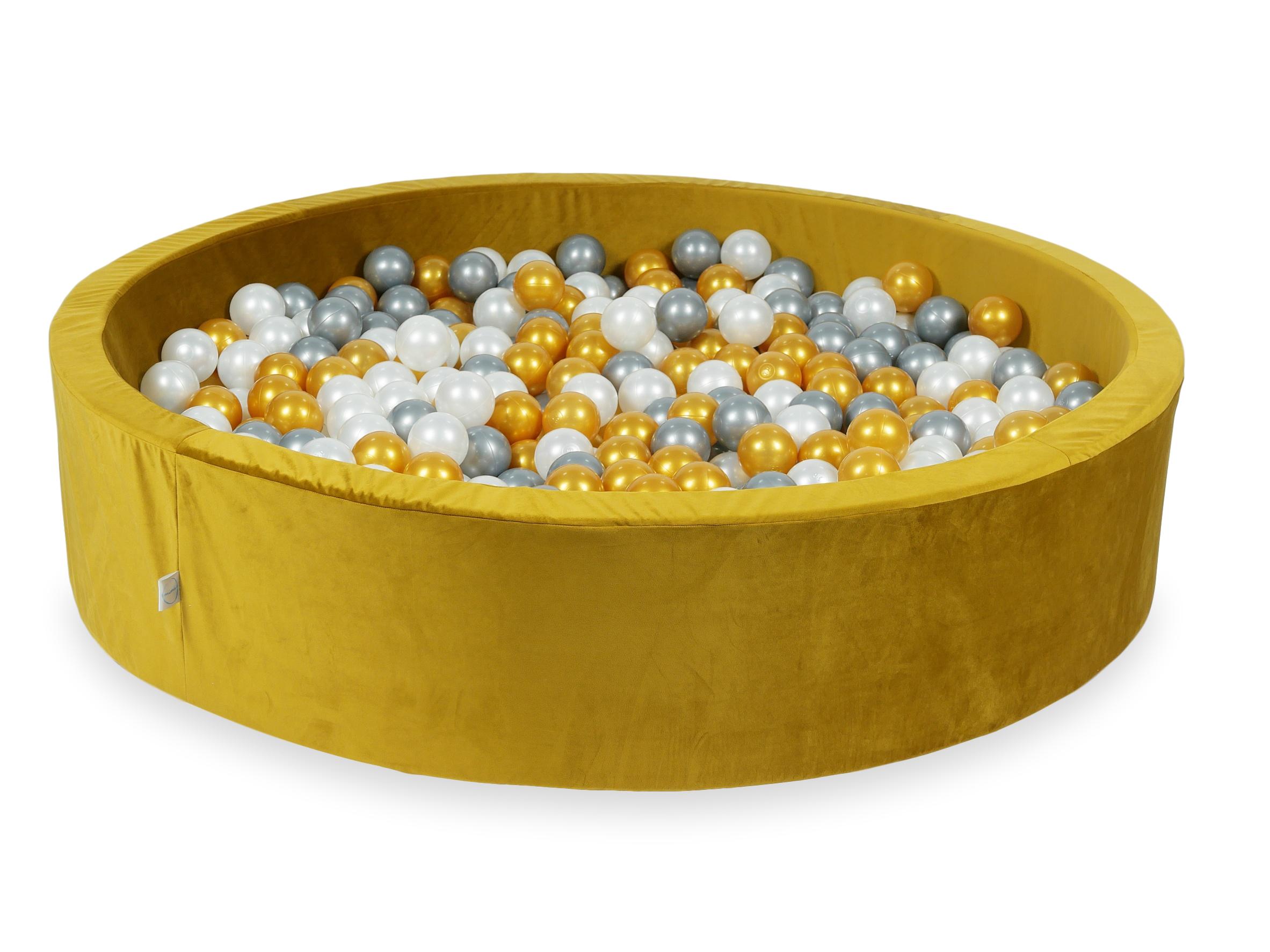 Gold velvet ball pit 130x30 cm with 600 balls