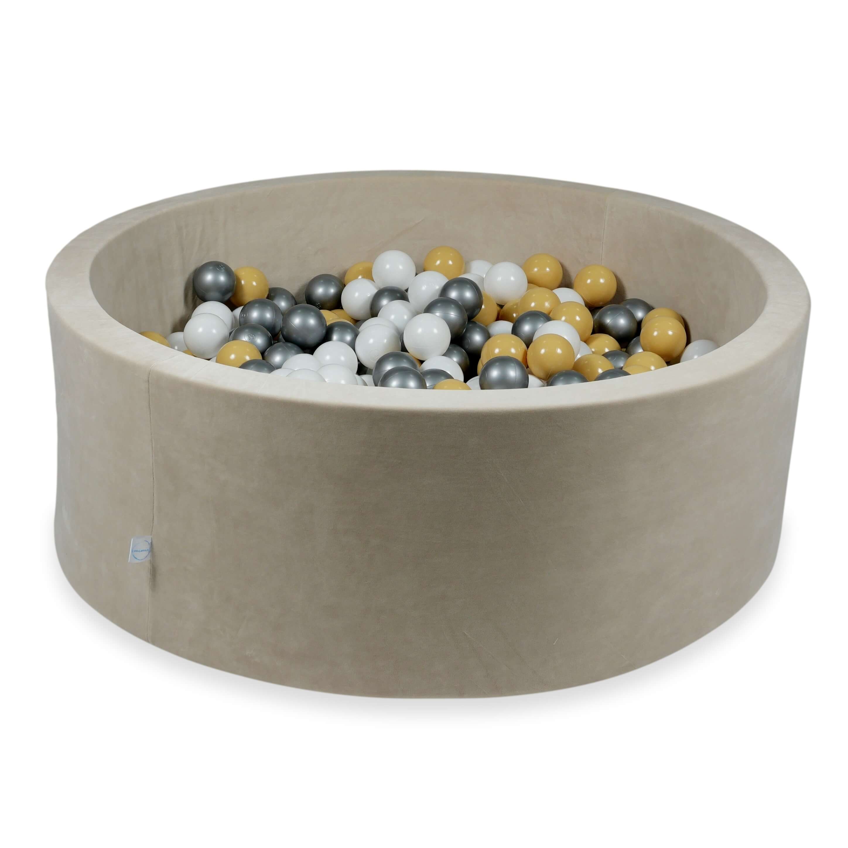 Ball Pit in velvet soft beige 110x40 cm with 500 balls