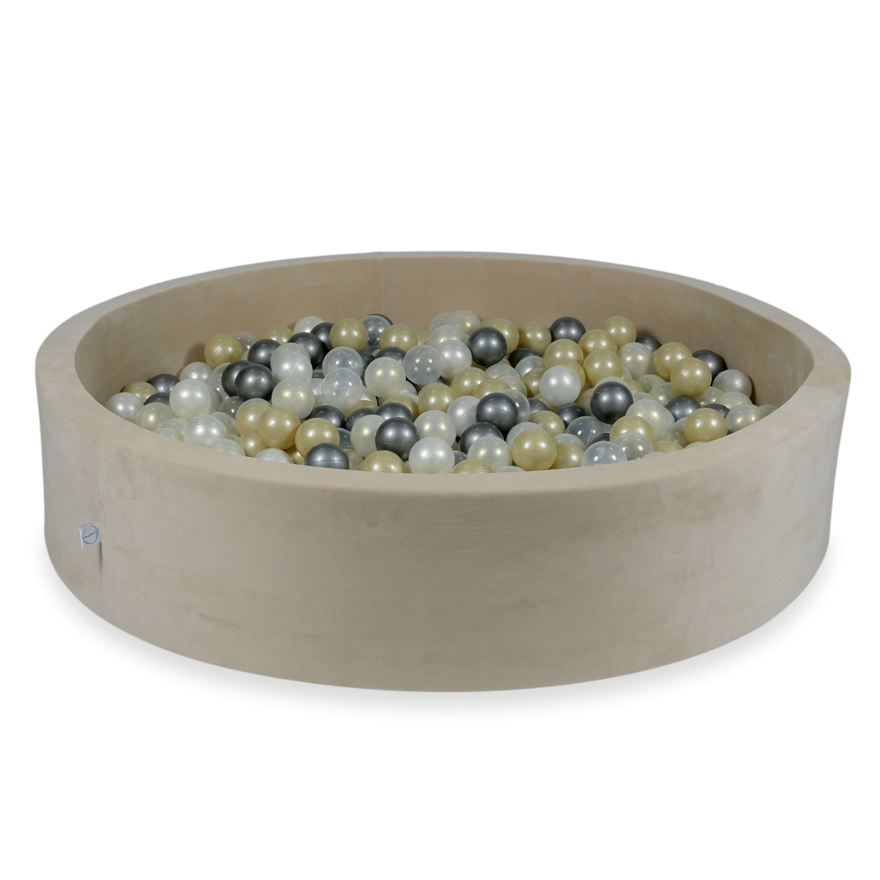 Beige soft velvet ball pit 130x30 cm with 600 balls