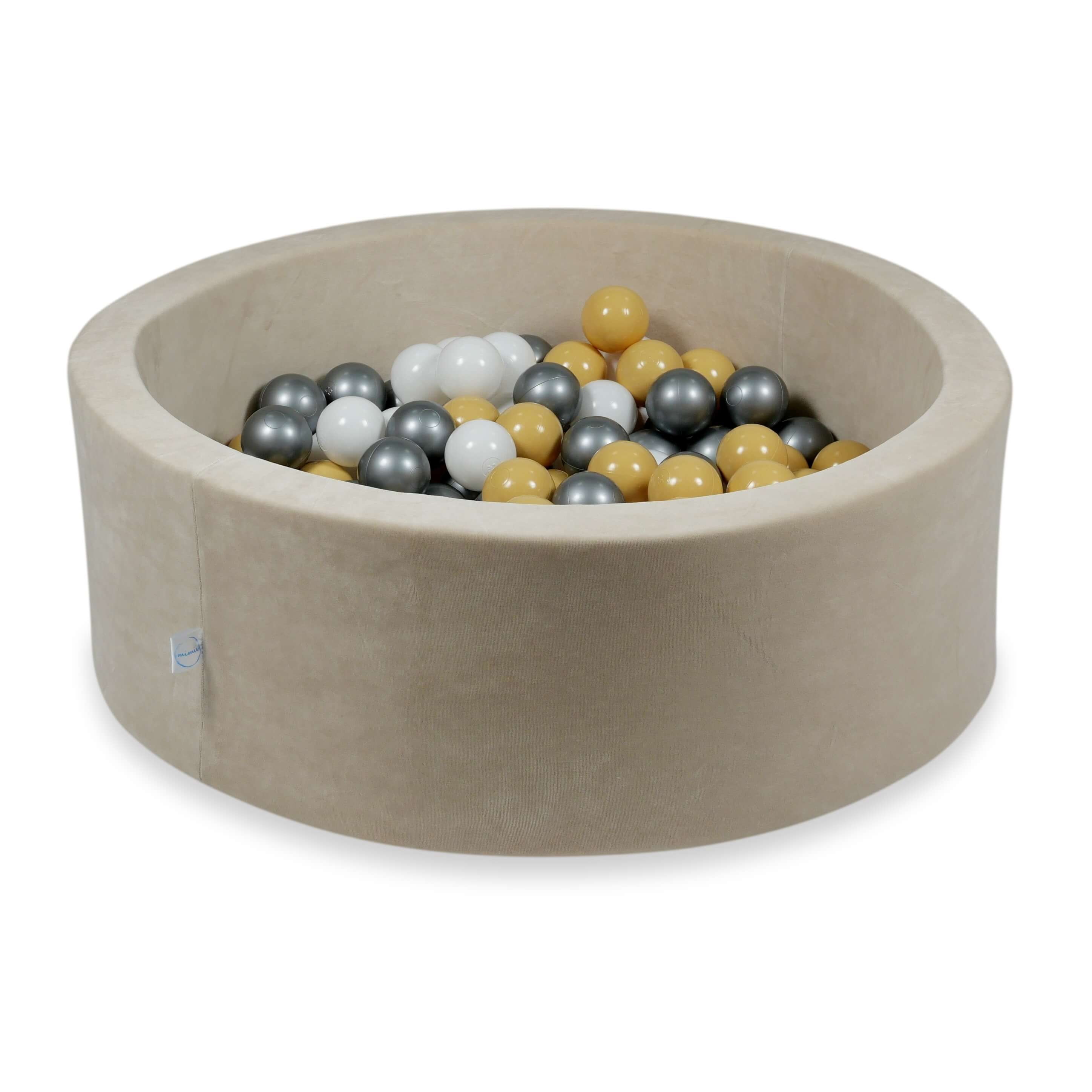Ball pool in soft velvet beige 90x30 cm with 200 balls