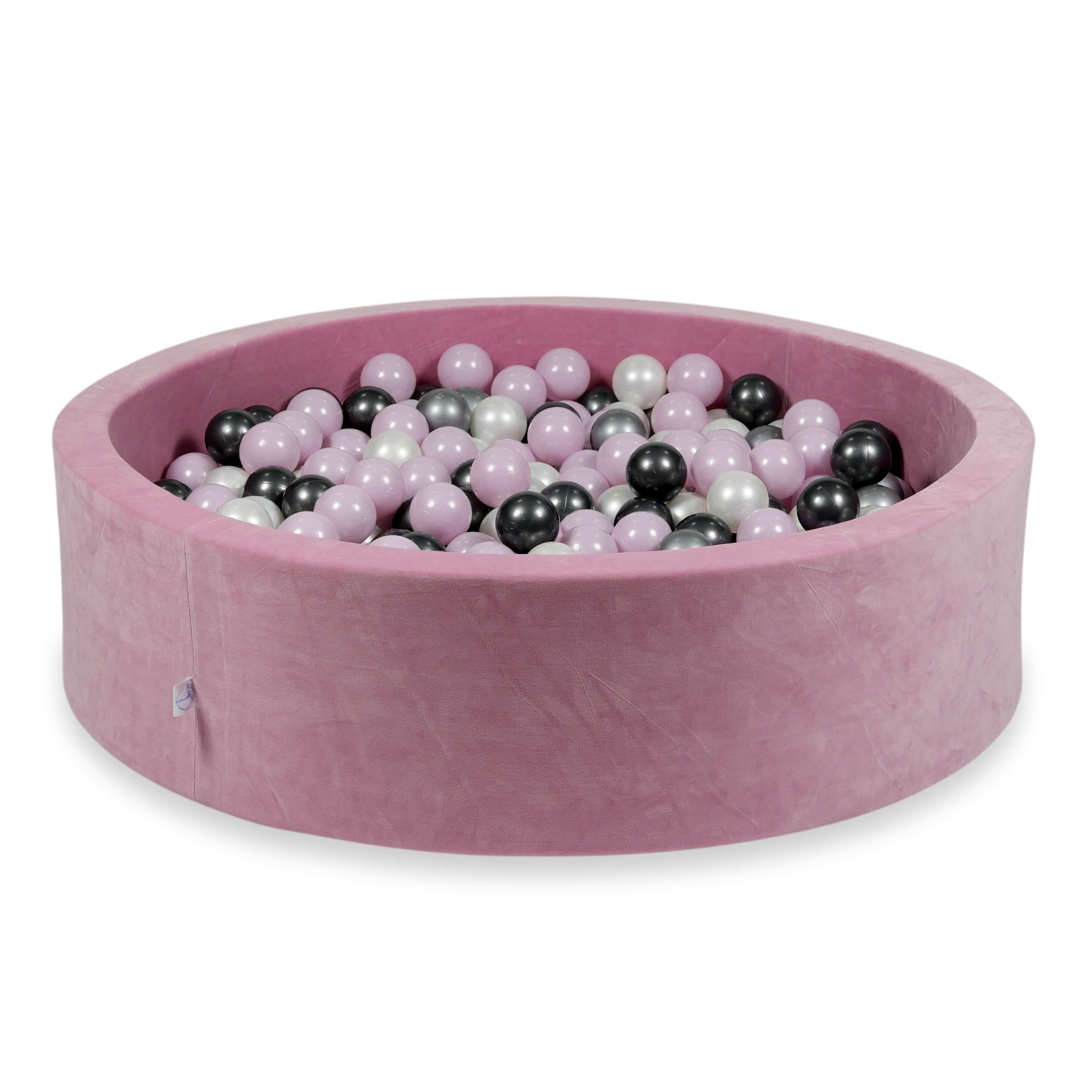 Piscine à balles en velours velvet soft rose 110x30 cm avec 400 balles
