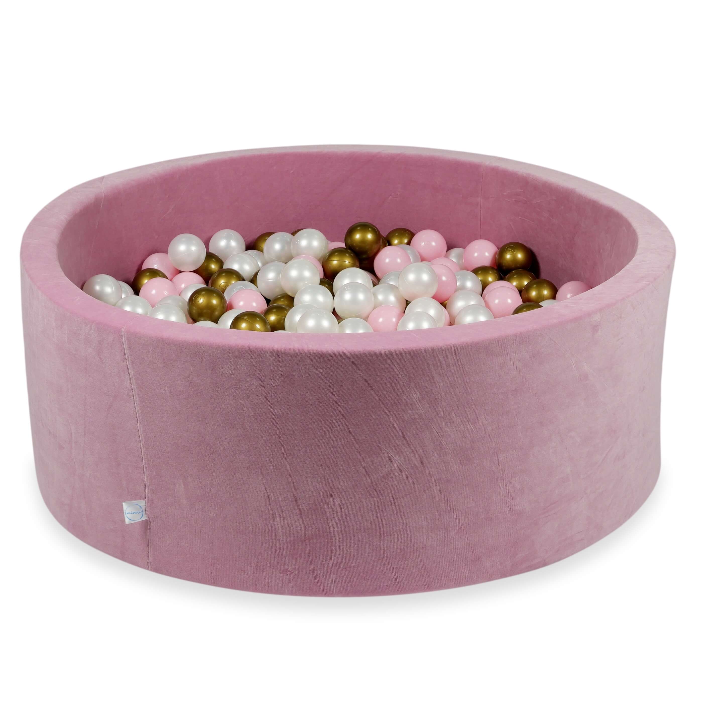 Bällebad aus Samt in Soft Pink, 110x40 cm mit 500 Bällen