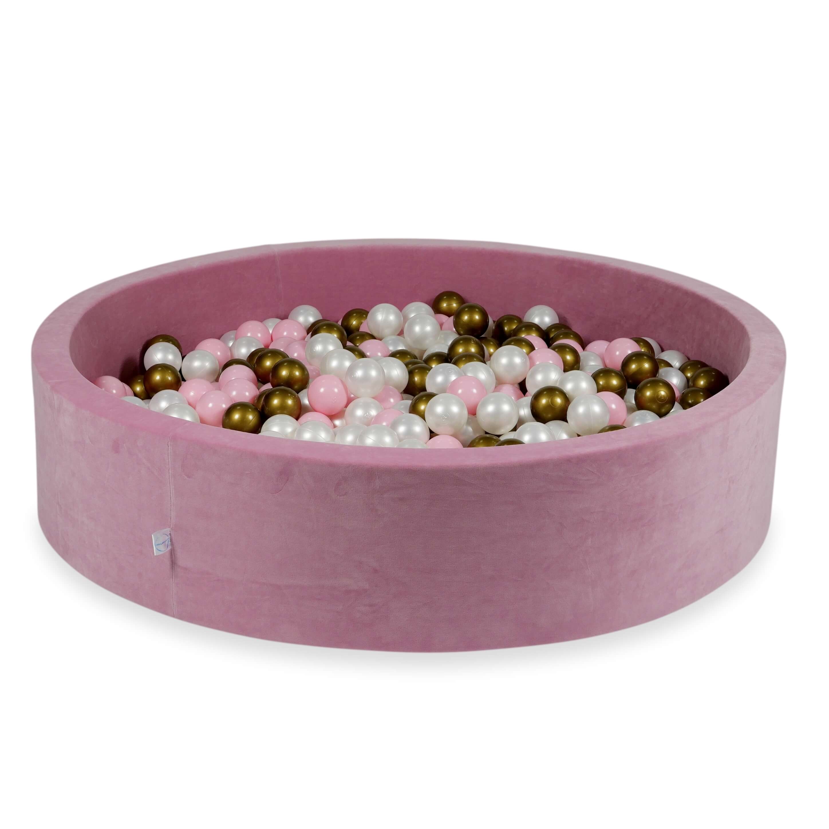 Pink soft velvet ball pit 130x30 cm with 600 balls