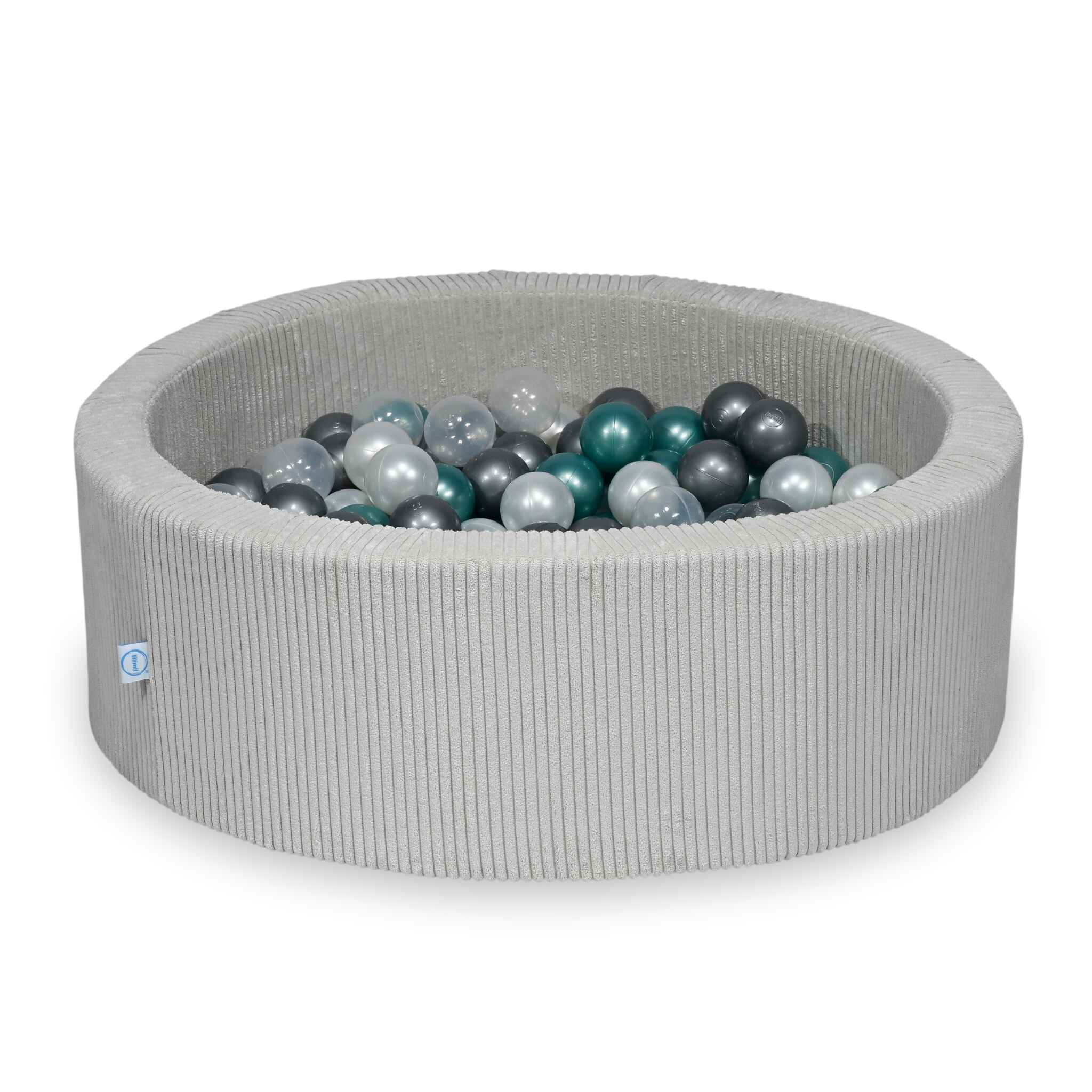 Ball Pit in corduroy grey 90x30 cm with 200 balls