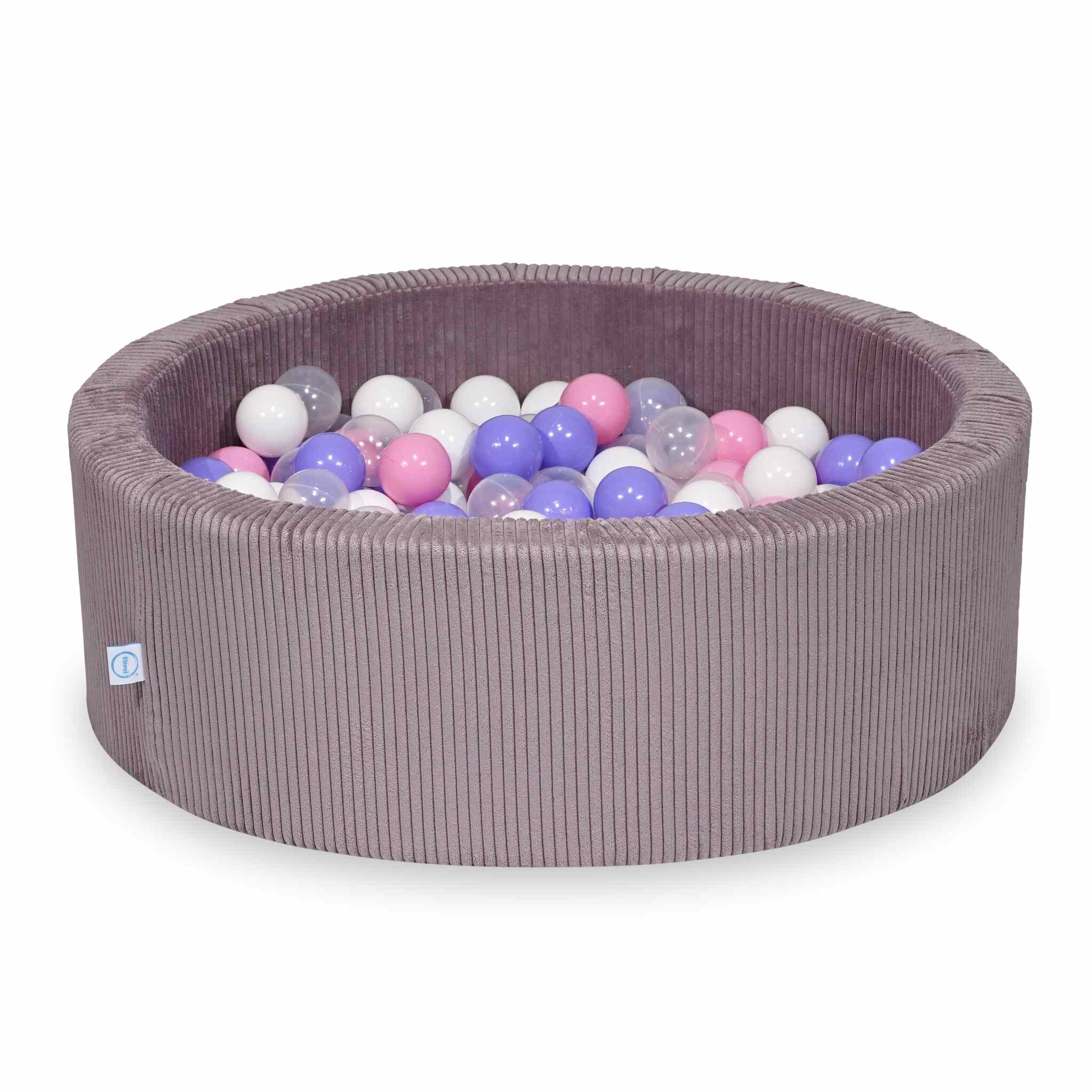 Schaumstoffspielbereich mit rundem, geripptem, lavendelfarbenem Pool (90 x 30 cm) + 5 Spielelementen + 200 Bällen
