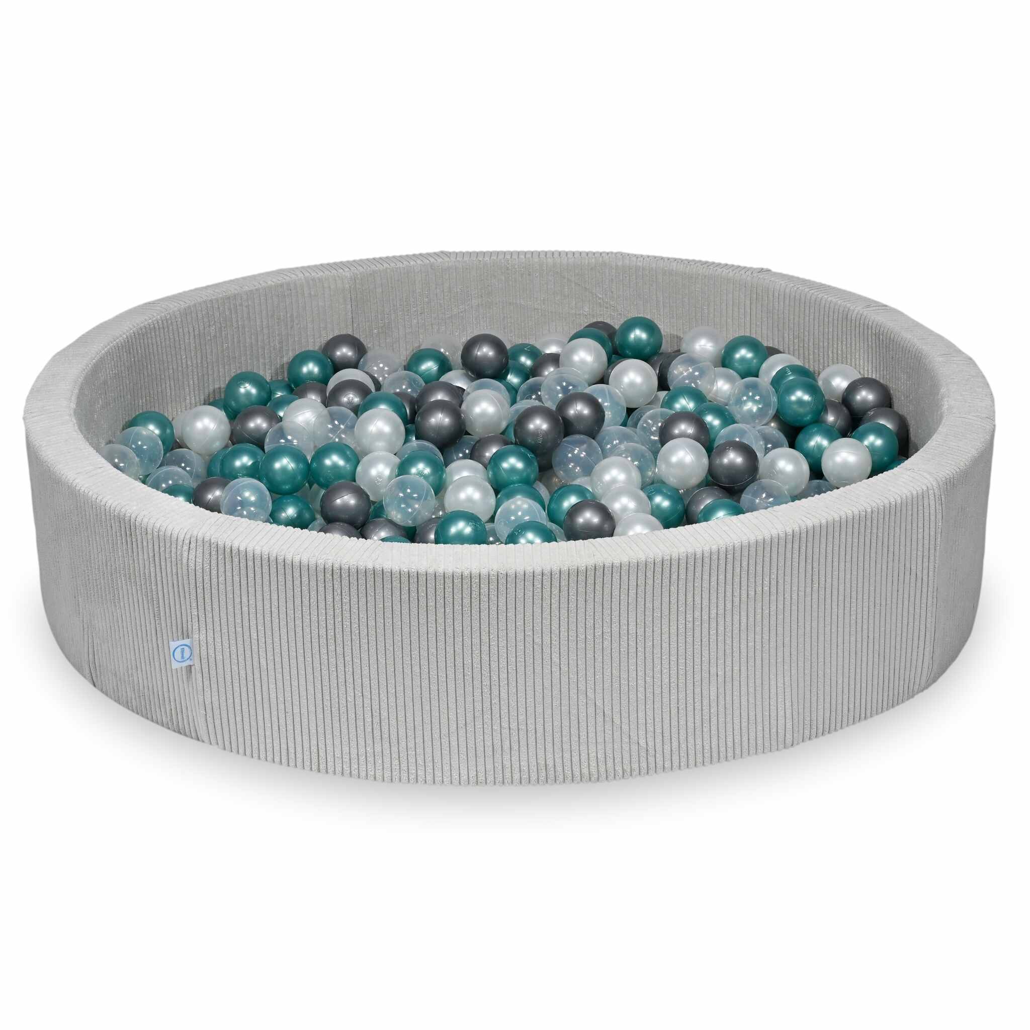 Piscine à balles en velours côtelé Gris 130x30 cm avec 600 balles
