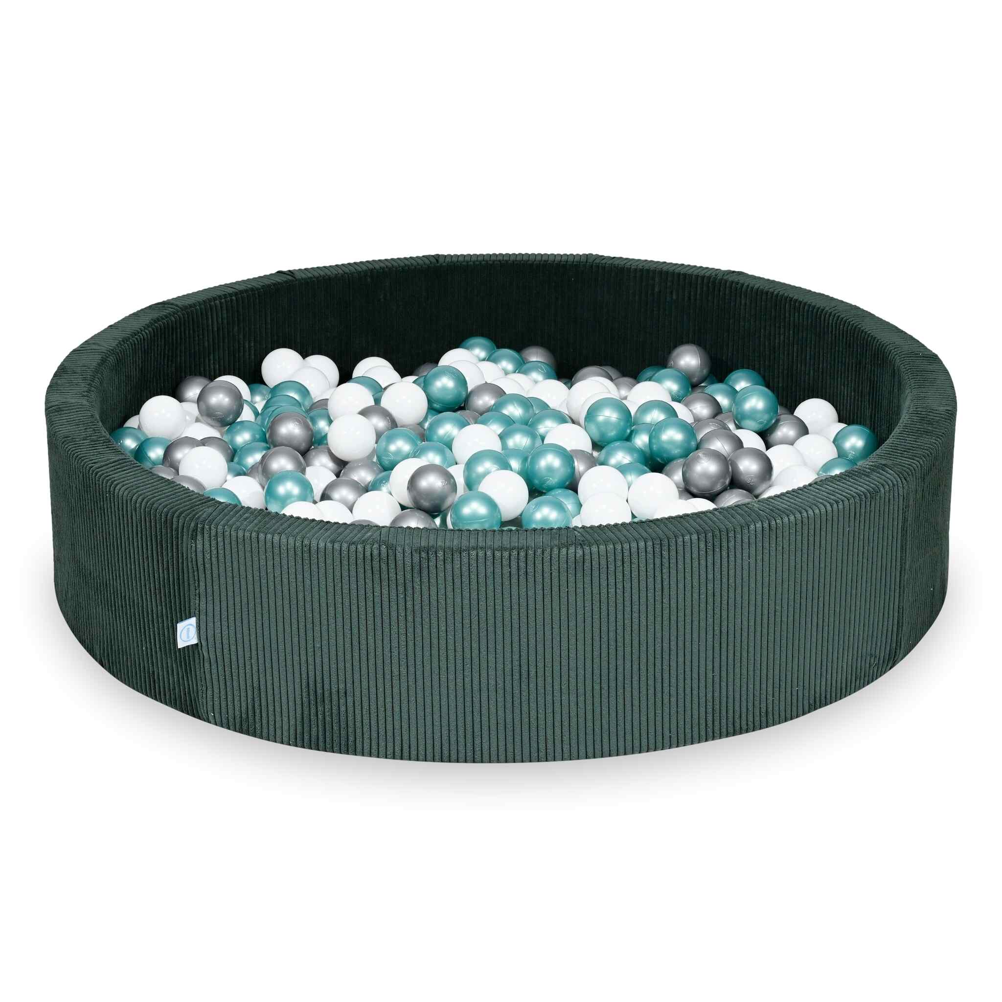 Ball Pit in corduroy green 130x30 cm with 500 balls