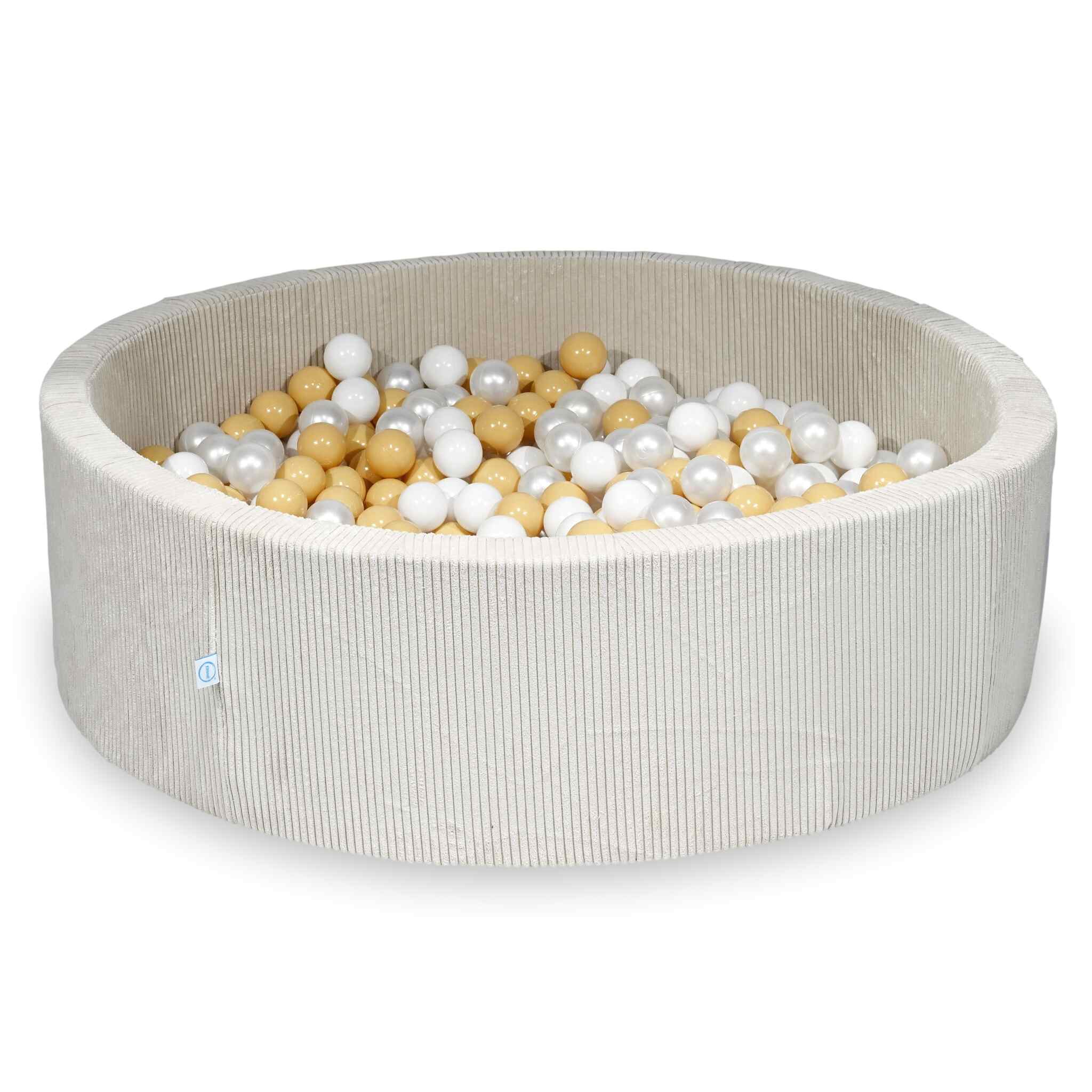 Ball Pit in corduroy beige 130x40 cm with 700 balls