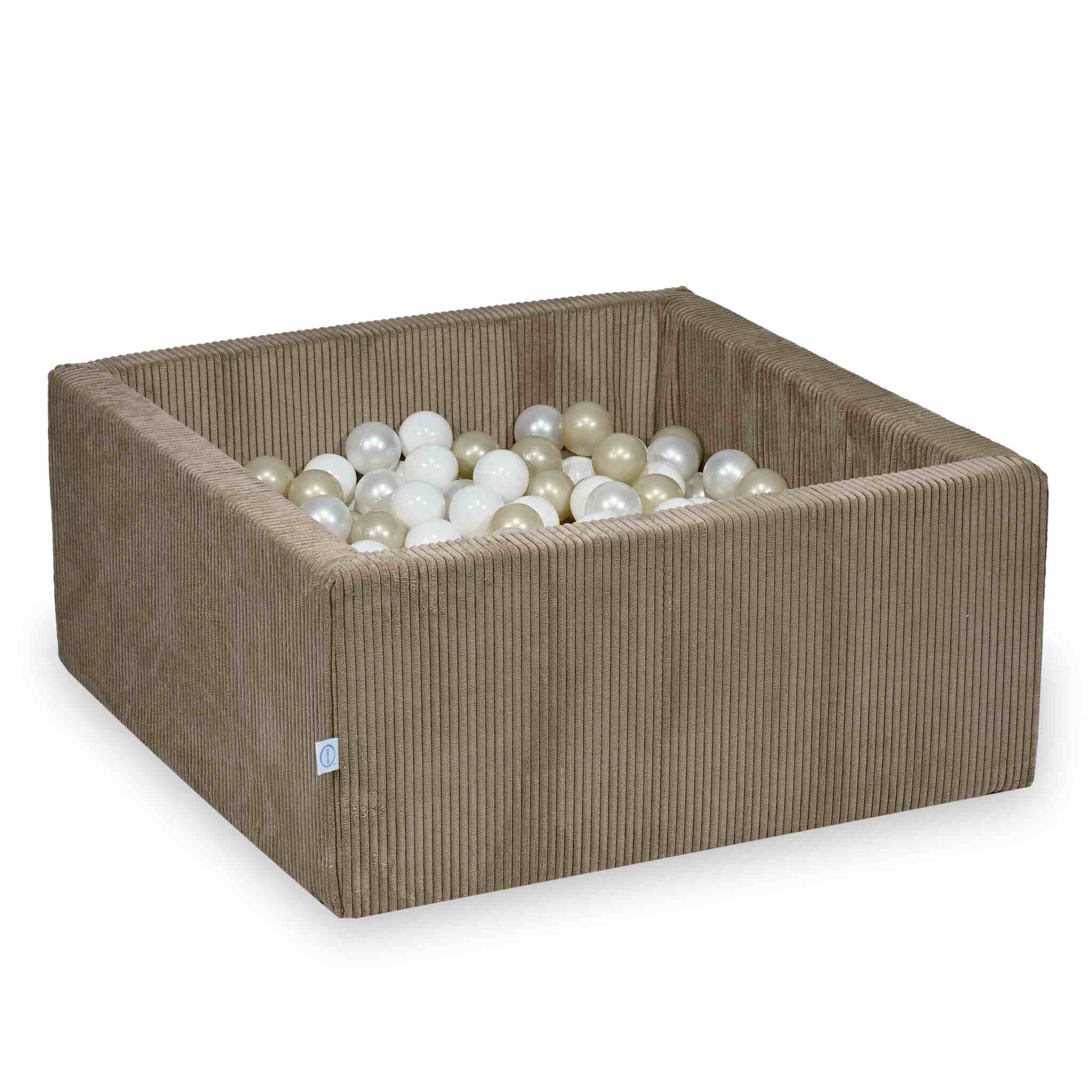 Square ball pit 90x90x40 cm in Corduroy Toffee, 400 balls