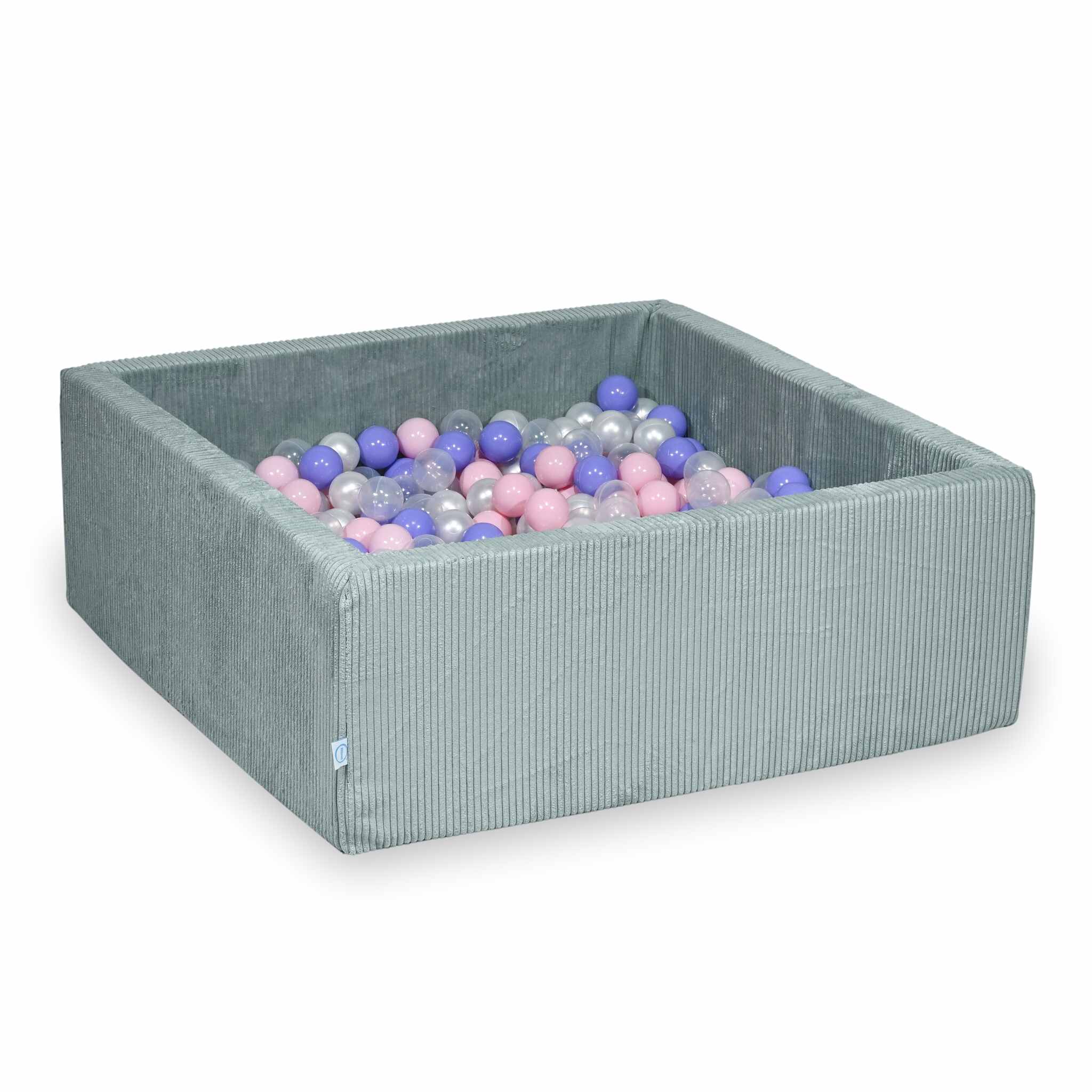 Kugelbad quadratisch 110x110x40 cm aus Cord Hellmint, 600 Bälle