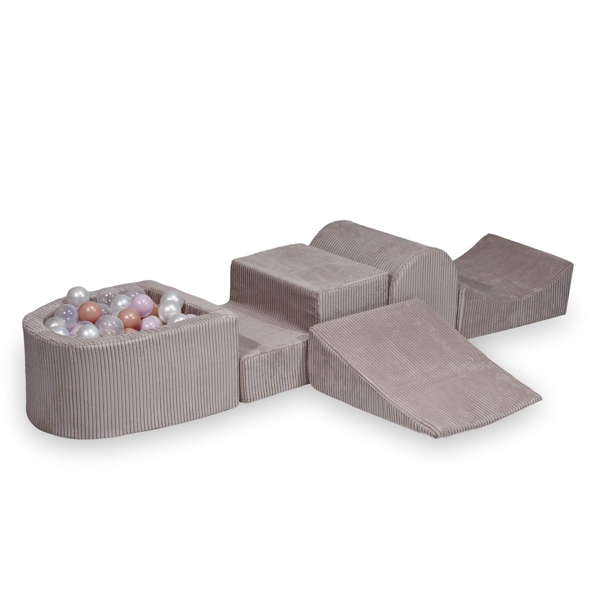 Foam playground  with hill and micro corduroy light pink pool + 100 balls