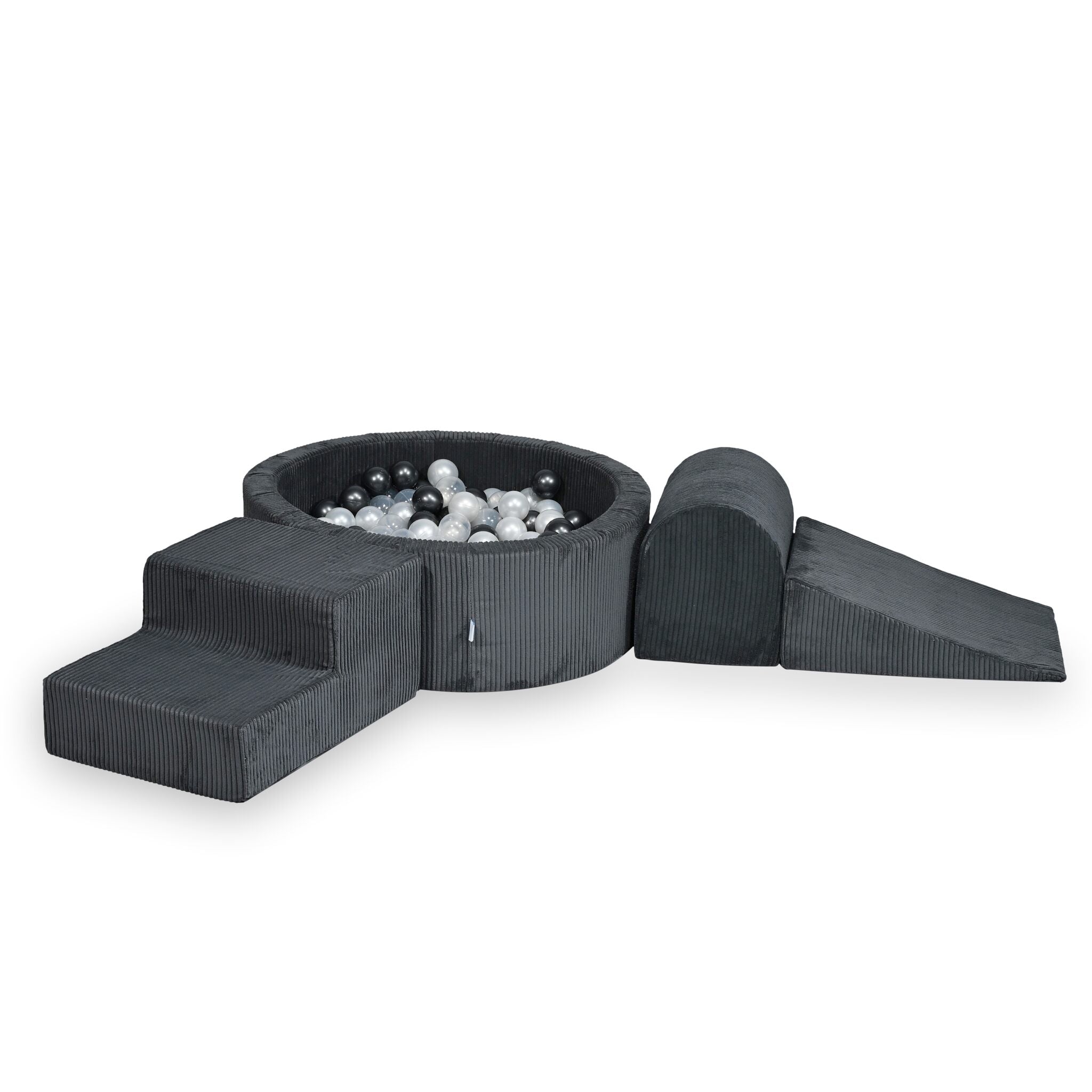 Schaumstoff-Spielplatz mit rundem Bällebad 90x30 Kordelgraphit +200 Bälle