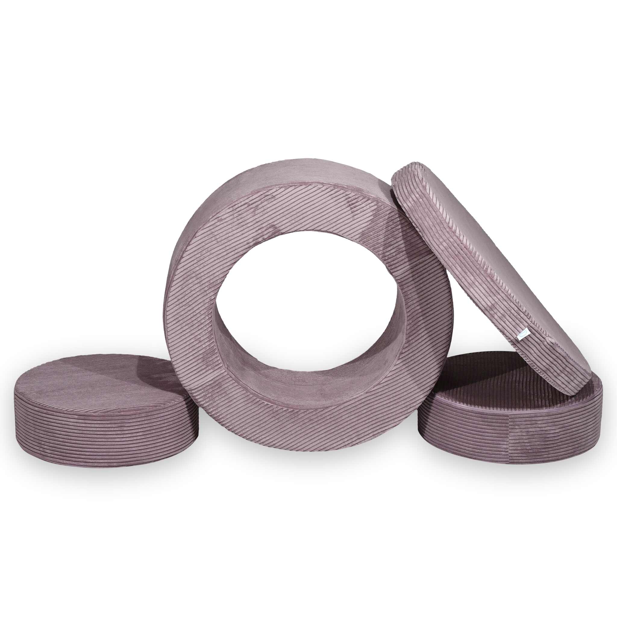 Donut Pouf Modular 4-piece play pouf in velours côtelé