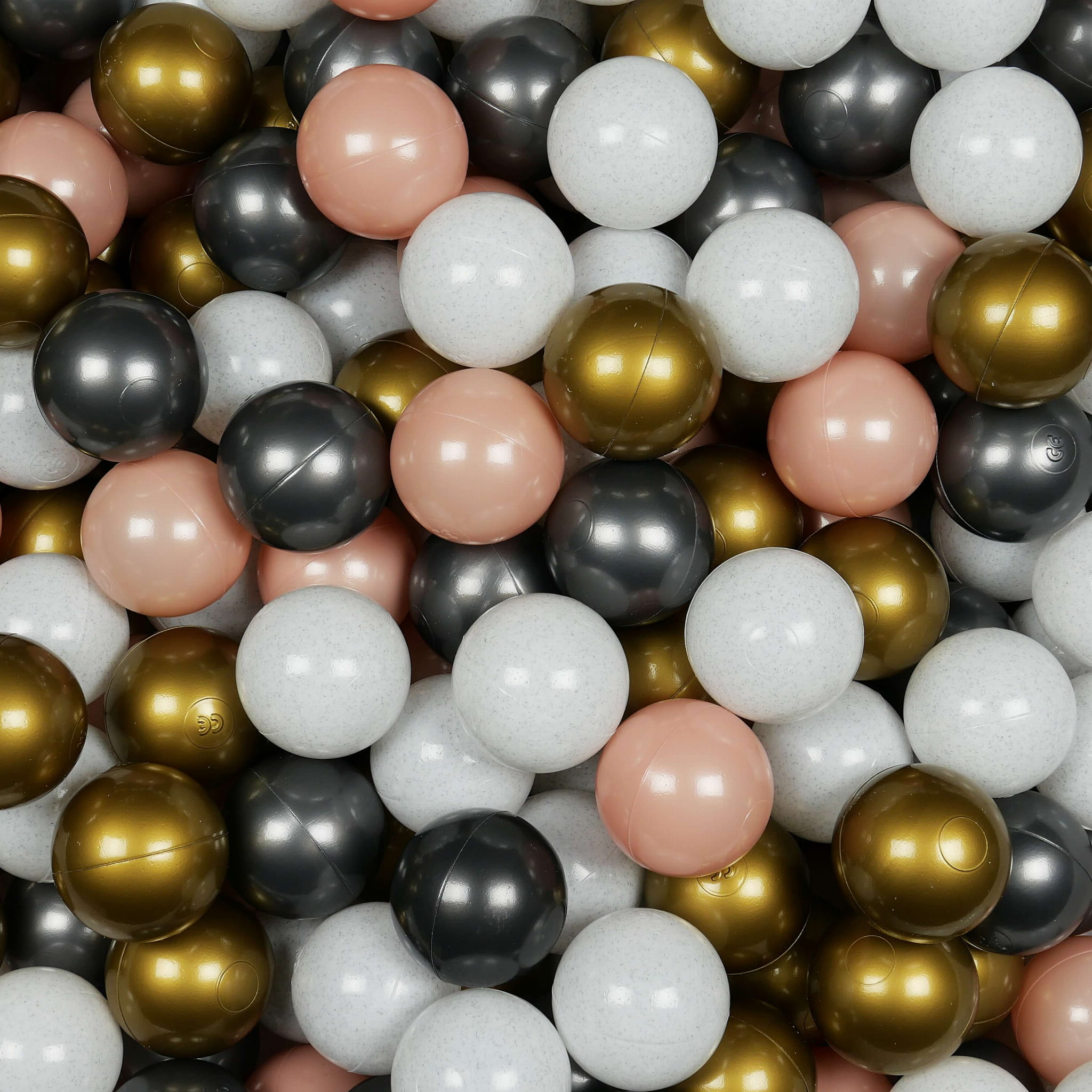 Play balls ø7cm 100 pieces white pull, metallic graphite, rose gold, old gold