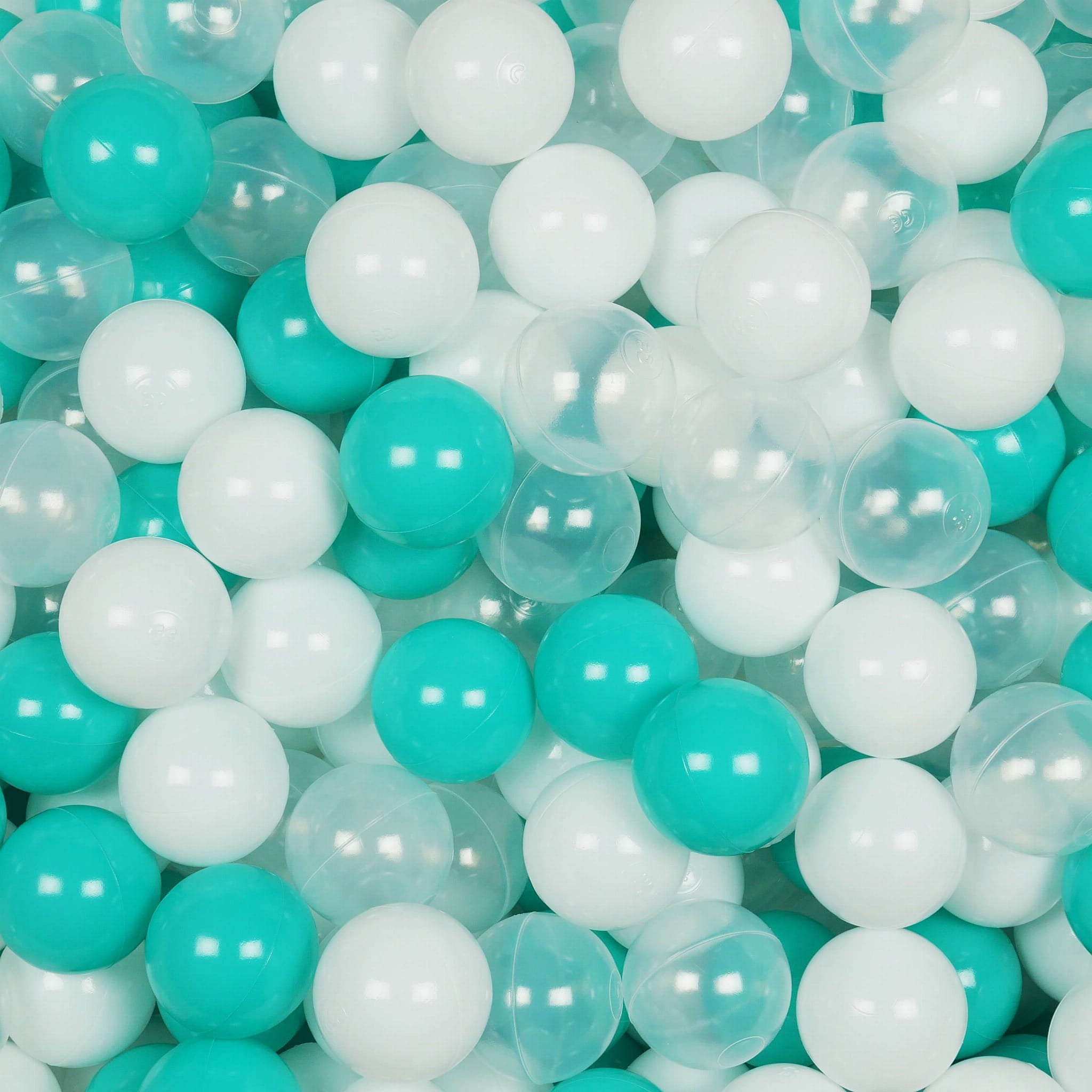 Play balls ø7cm 500 pieces white, transparent, turquoise