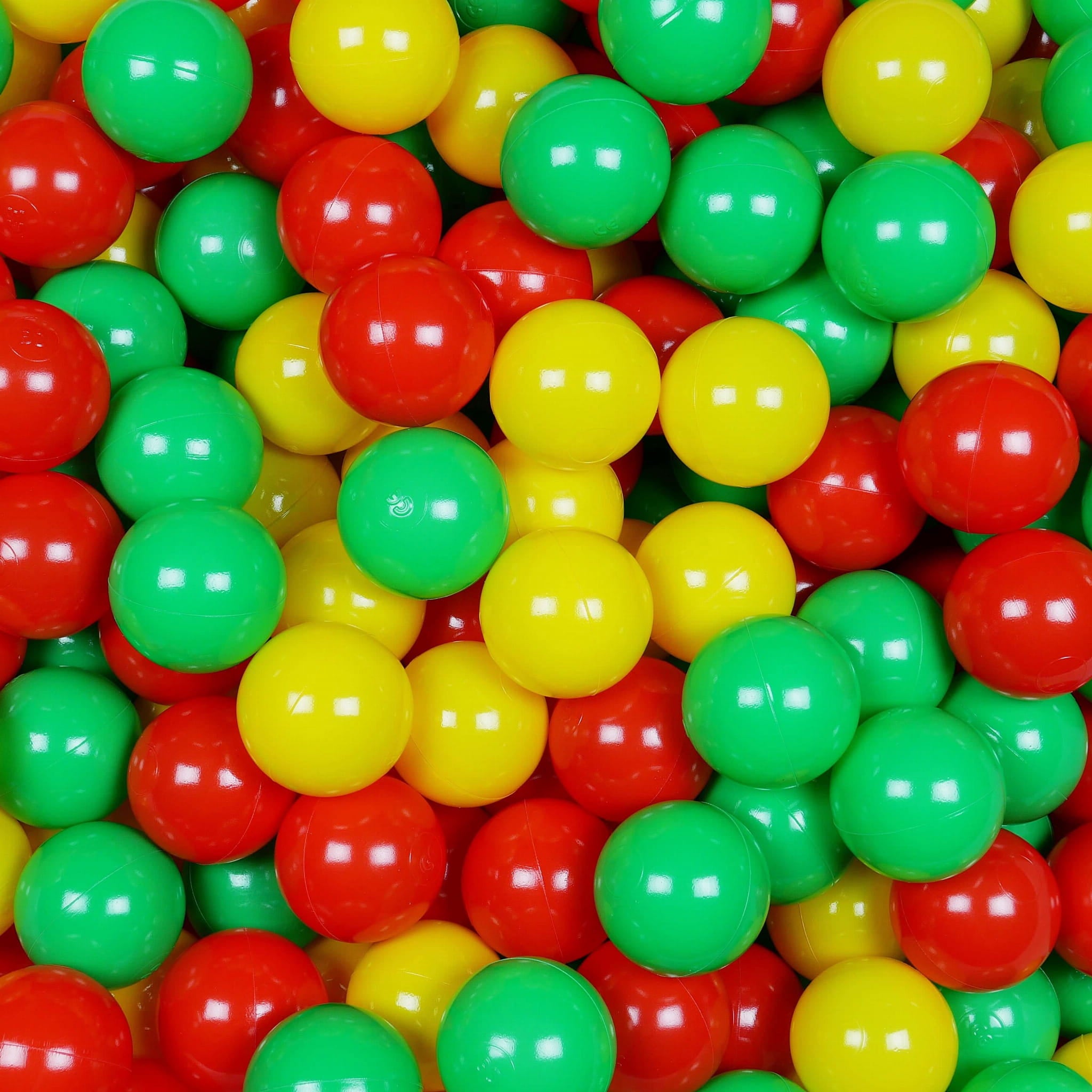 Spielbälle mit 7 cm Durchmesser, 500 Stück, gelb, rot, grün